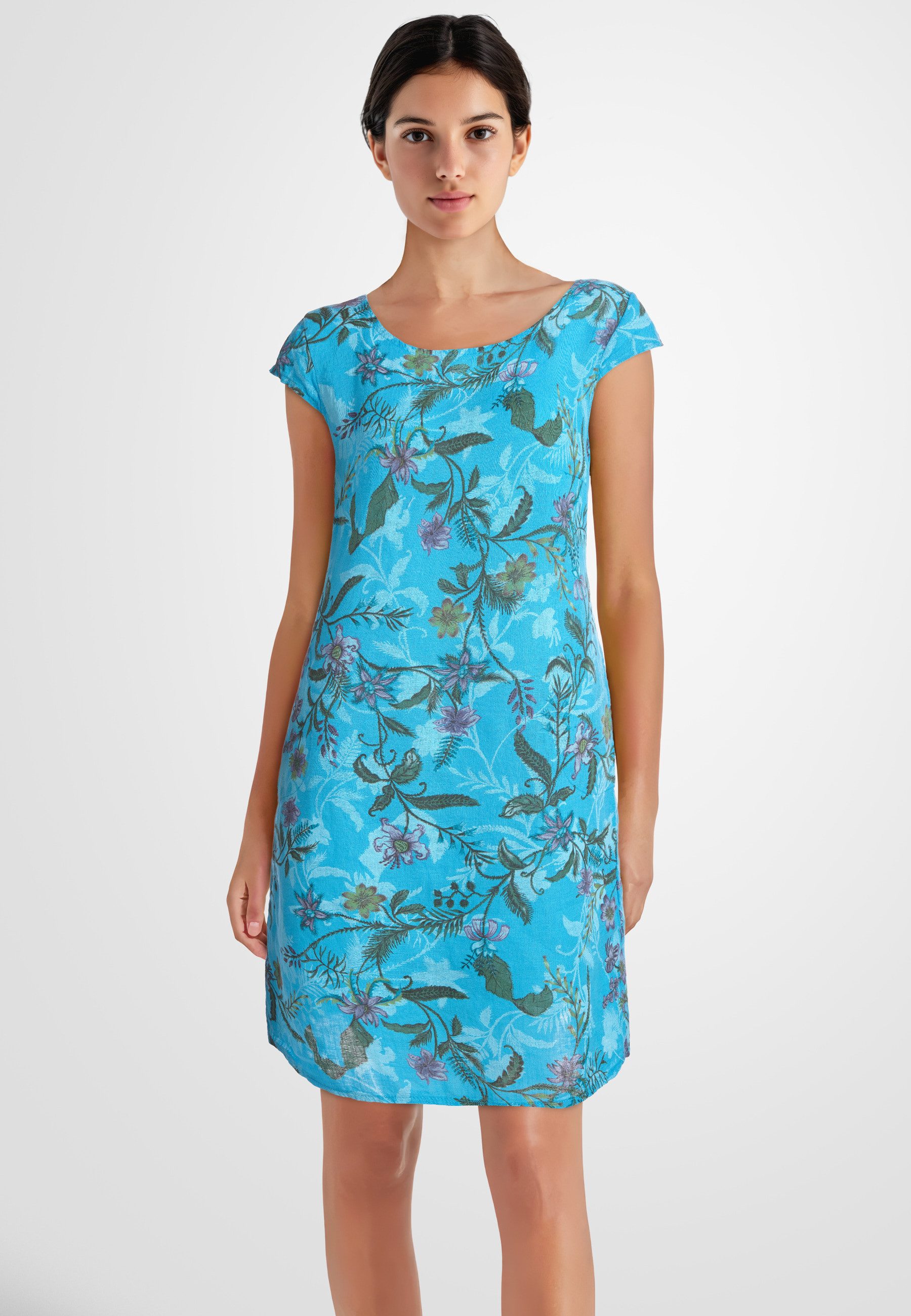 PEKIVESSA Sommerkleid Leinenkleid knielang kurzarm (1-tlg) günstig online kaufen
