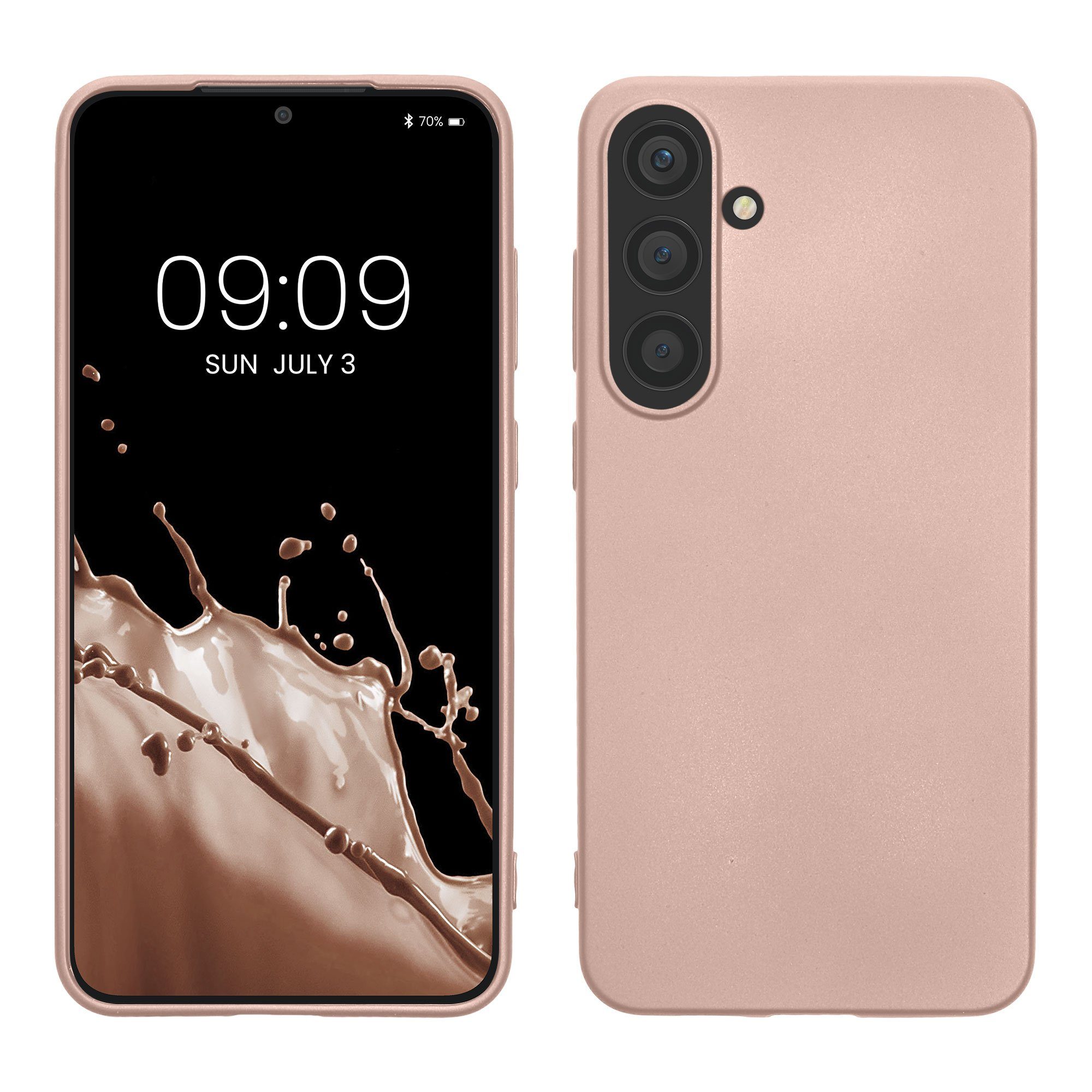 kwmobile Handyhülle Handyhülle für Samsung Galaxy S24 Hülle, Silikon Case metallisch schimmernd - Schutzhülle Cover