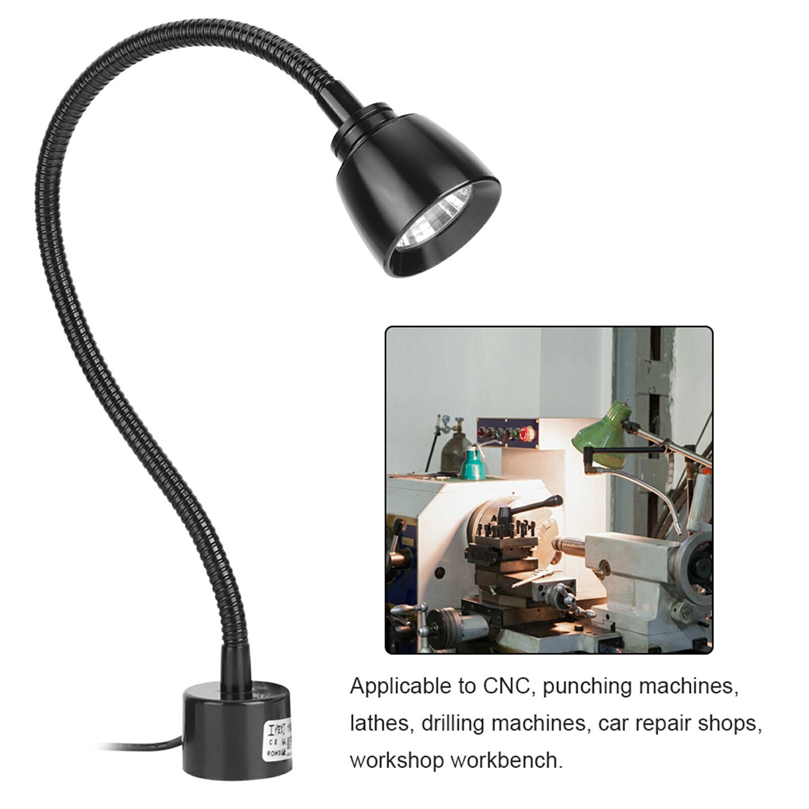 FUROKOY Schreibtischlampe LED-Schreibtischlampe Werkbanklampe Schlauchlampe Weißes / Ca. Licht 45cm Werkzeugmaschinenleuchte 17.7in 7W (110V-220V)