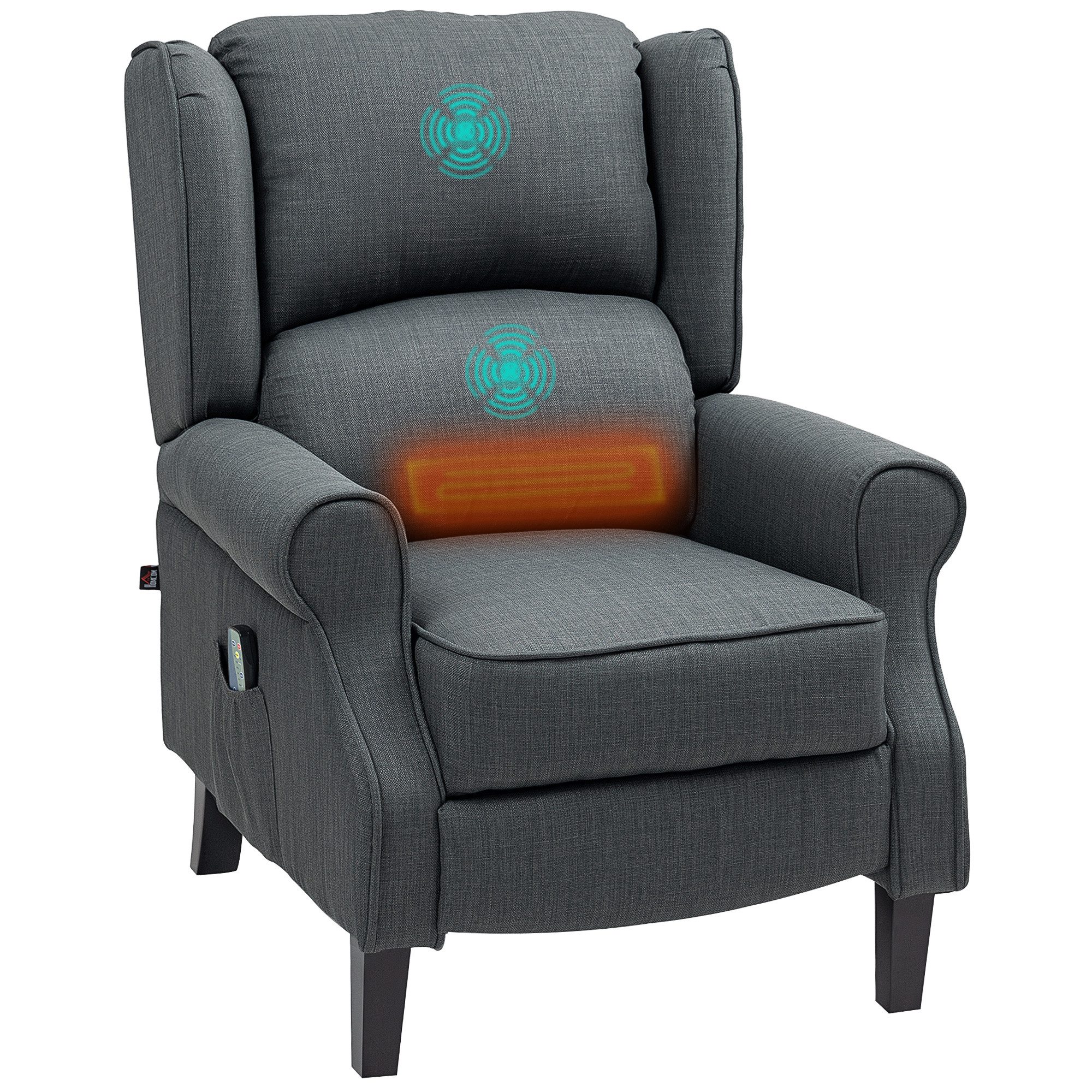 HOMCOM Massagesessel mit Liegefunktion Wärmefunktion Fußteil Seitentasche F günstig online kaufen