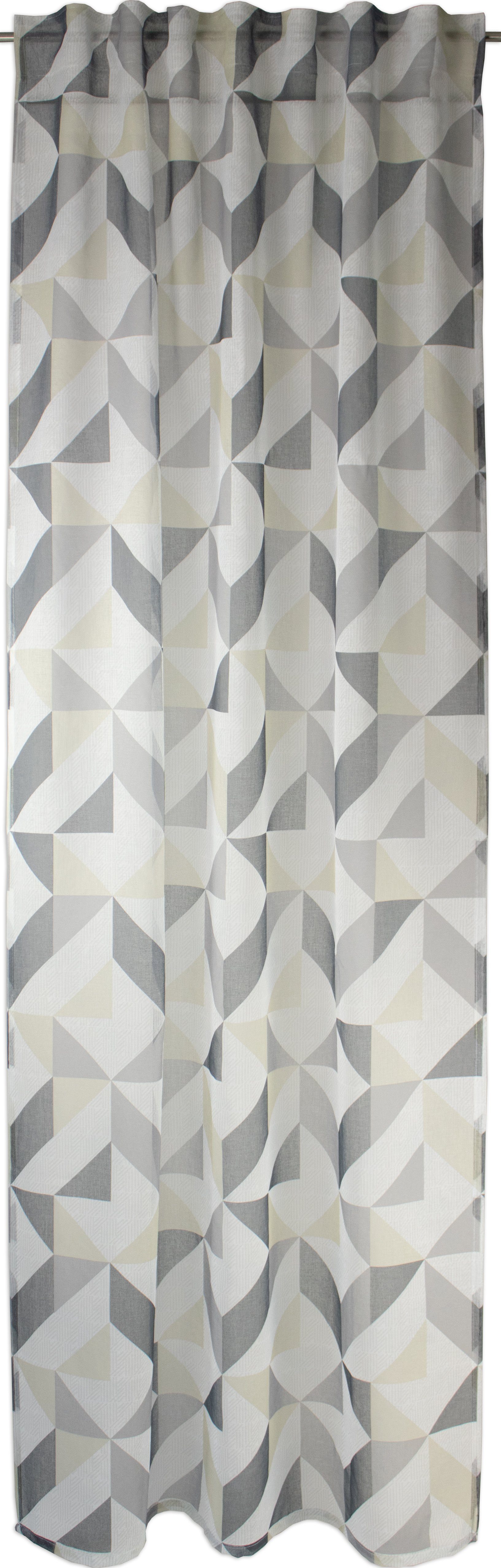 2534 Seitenschal Voile, Schlaufenvorhang Vorhang Schlaufe (1 halbtransparent, Schlaufen Beige 140x245 Multifunktionsband Verdeckte EXPERIENCE, Schlaufenschal St), Jacquard, Weiß cm, Grau