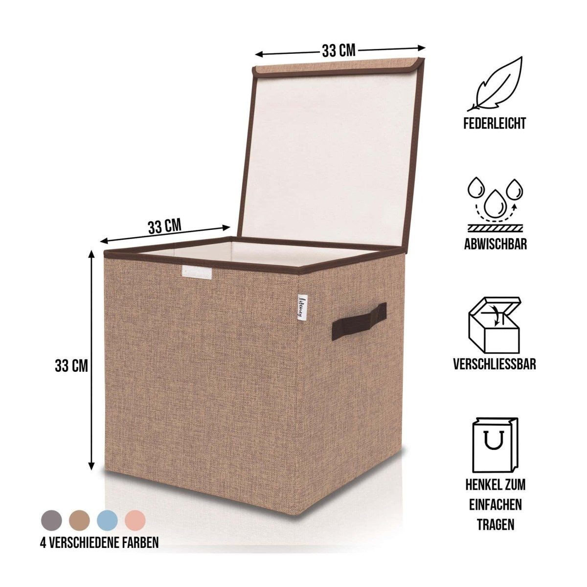 Lifeney Faltbox Aufbewahrungsbox mit Deckel, Natur günstig online kaufen