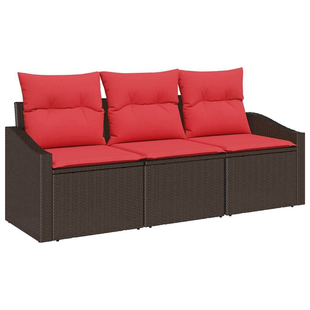 vidaXL Gartenlounge-Set Sofa Set 3 Stk. Braun [Synthetisch]: Poly Rattan, (3-tlg)