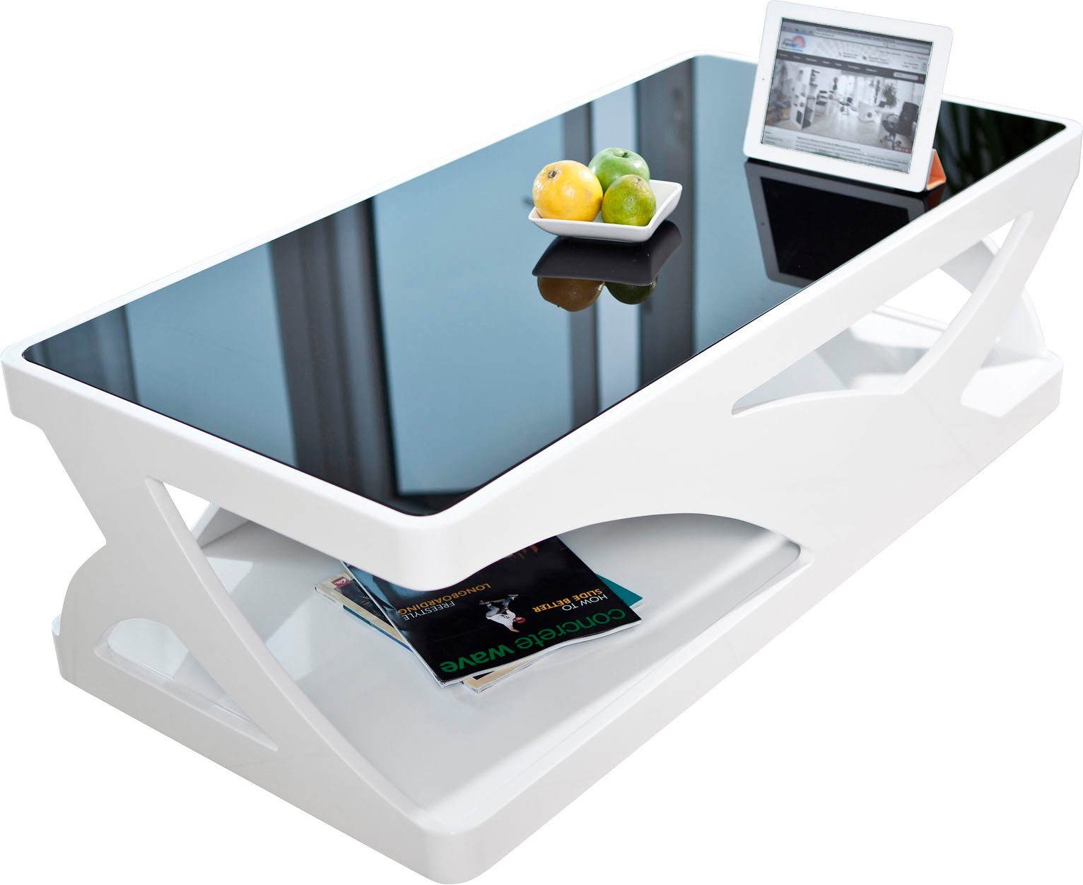 SalesFever Couchtisch, 10 mm Schwarzglasplatte, rechteckig günstig online kaufen