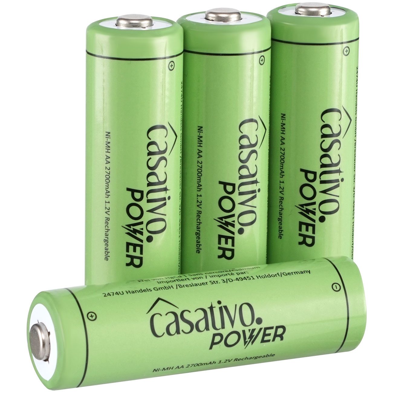 Casativo NiMH AA Akkus 2700mAh Premium Mignon 1.2V 1000x ladbar mit Case Akku Mignon, 2700mAh/1.2V/NiMH AA Mignon/Inkl. Box/1000x ladbar/Umweltfreundlich