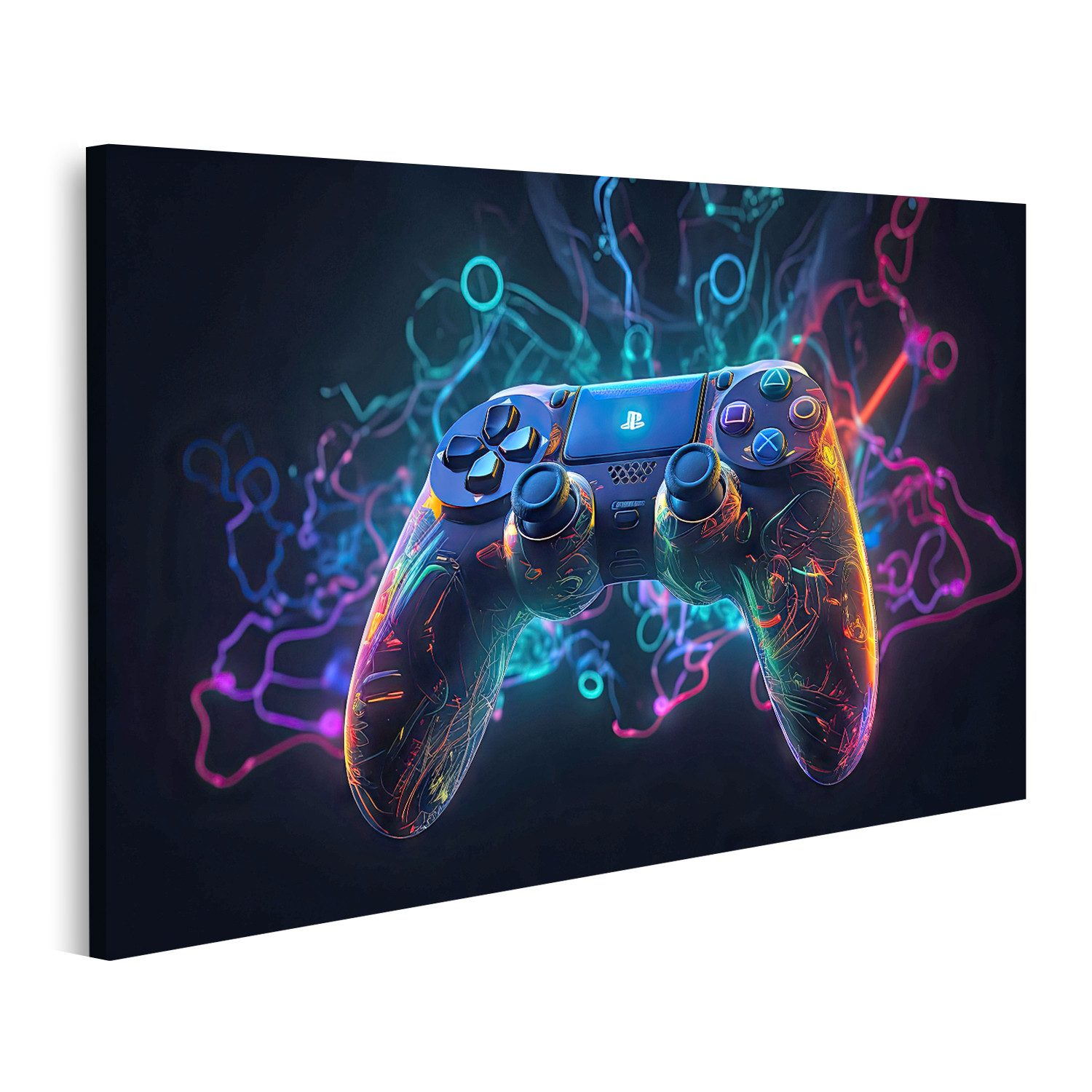 islandburner Leinwandbild Leuchtendes Neonlicht Gamepad Ki Erzeugt Bilder günstig online kaufen