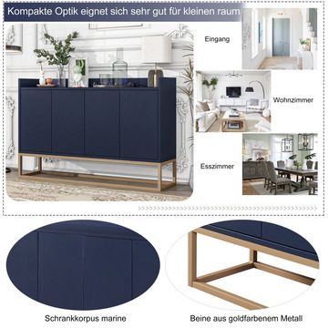 WISHDOR Anrichte Küchenschrank, Modernes Sideboard im minimalistischen Stil 4-türiger (griffloser Buffetschrank für Esszimmer, Wohnzimmer, Küche)