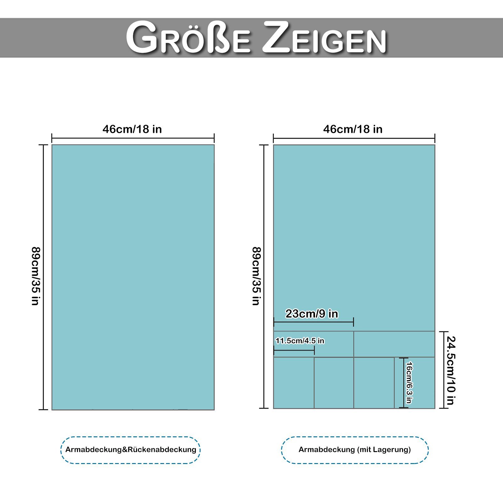 1 BTTO, Grau Armlehnenschoner Hussen 3 mit er-Pack, 46 Sesselhussen 89 Sesselschoner Farbe / cm,Wasserdicht,5 Aufbewahrungstasche x Sessel