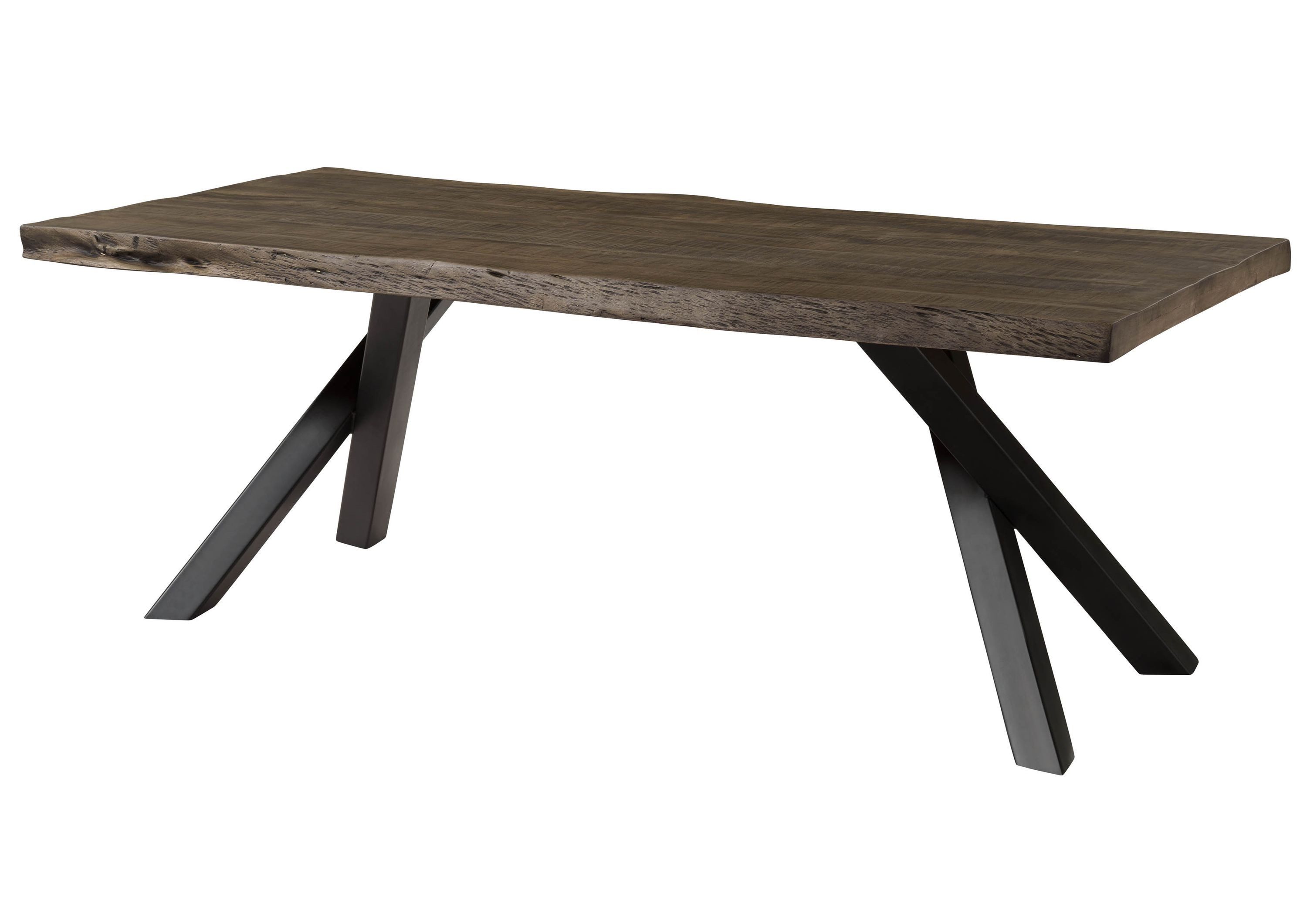 Massivmoebel24 Esstisch FREEFORM (Massivholz, Massivholztisch), Baumtisch Mango 180x90x76 grau lackiert / A-Gestell anthrazit matt