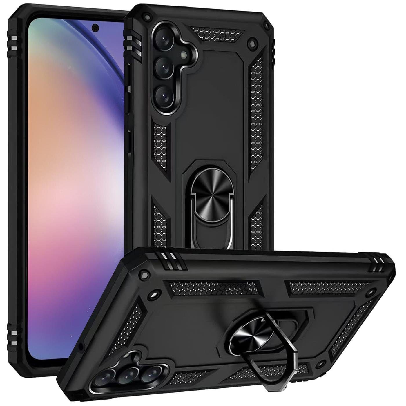 CoolGadget Handyhülle Armor Shield Case für Samsung Galaxy A34 5G 6,5 Zoll, Outdoor Cover mit Magnet Ringhalterung Handy Hülle für Samsung A34 5G