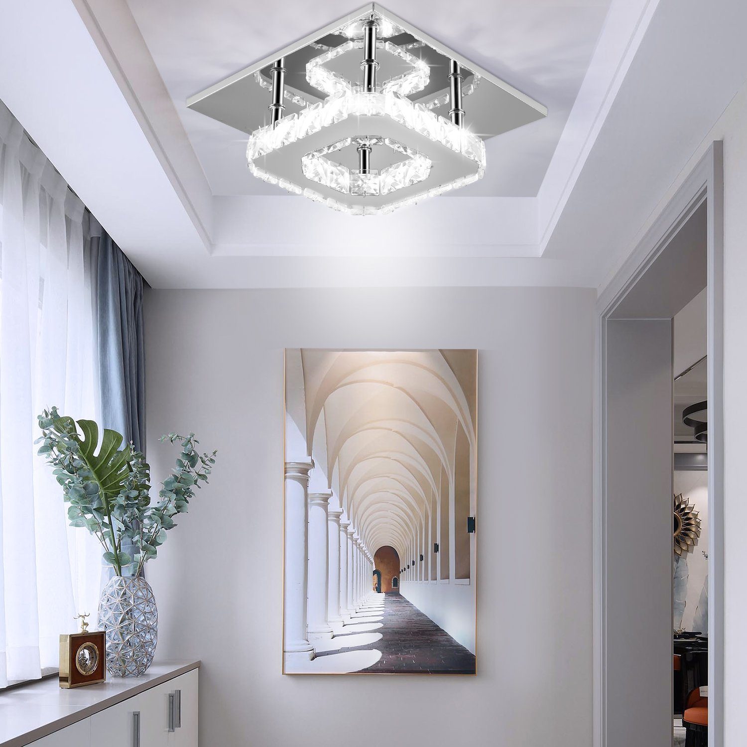 oyajia Deckenleuchte Moderne Kristall LED Deckenlampen, 12W Luxus Mini Kron günstig online kaufen