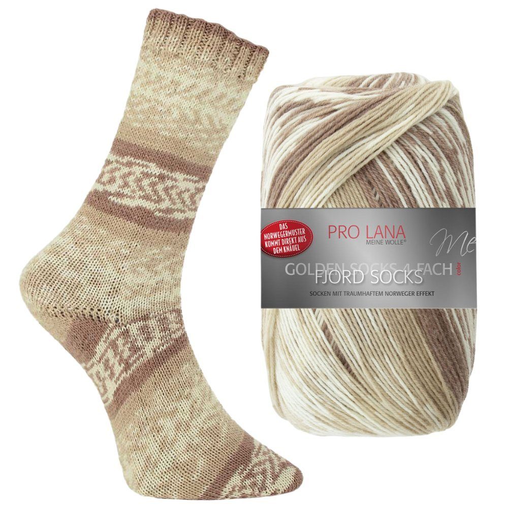 Pro Lana FJORD SOCKS Häkelwolle, 420 m (4-fach Sockenwolle mit zauberhaftem Norwegermuster), 100 g