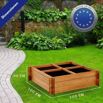 Coemo Hochbeet, RIGA Holz Gartenbeet 100x100x30 cm Gemüsebeet Kräuterbeet