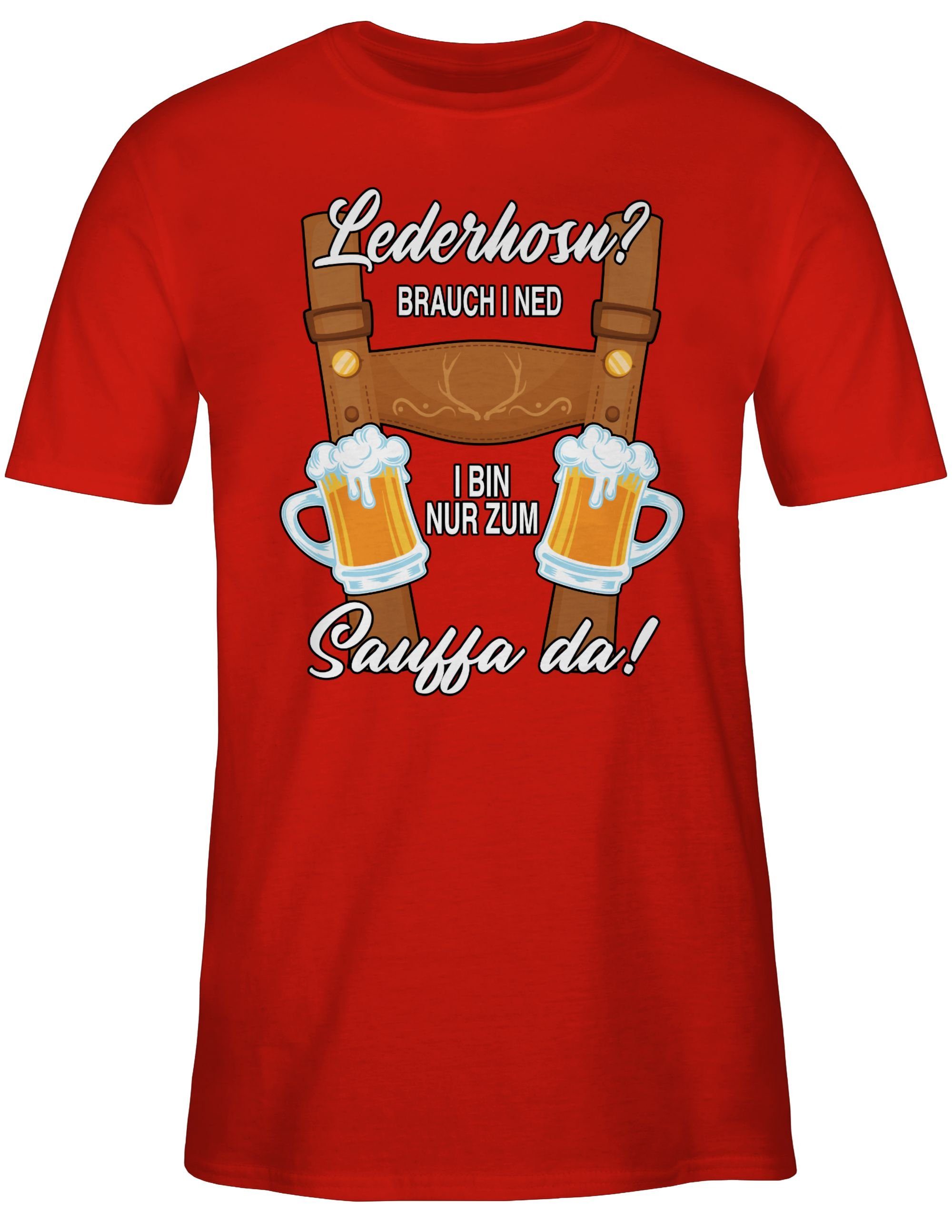 für 02 Trachten Lausbub Rot Shirtracer Oktoberfest Sauffa Lederhose T-Shirt Herren Mode Outfit