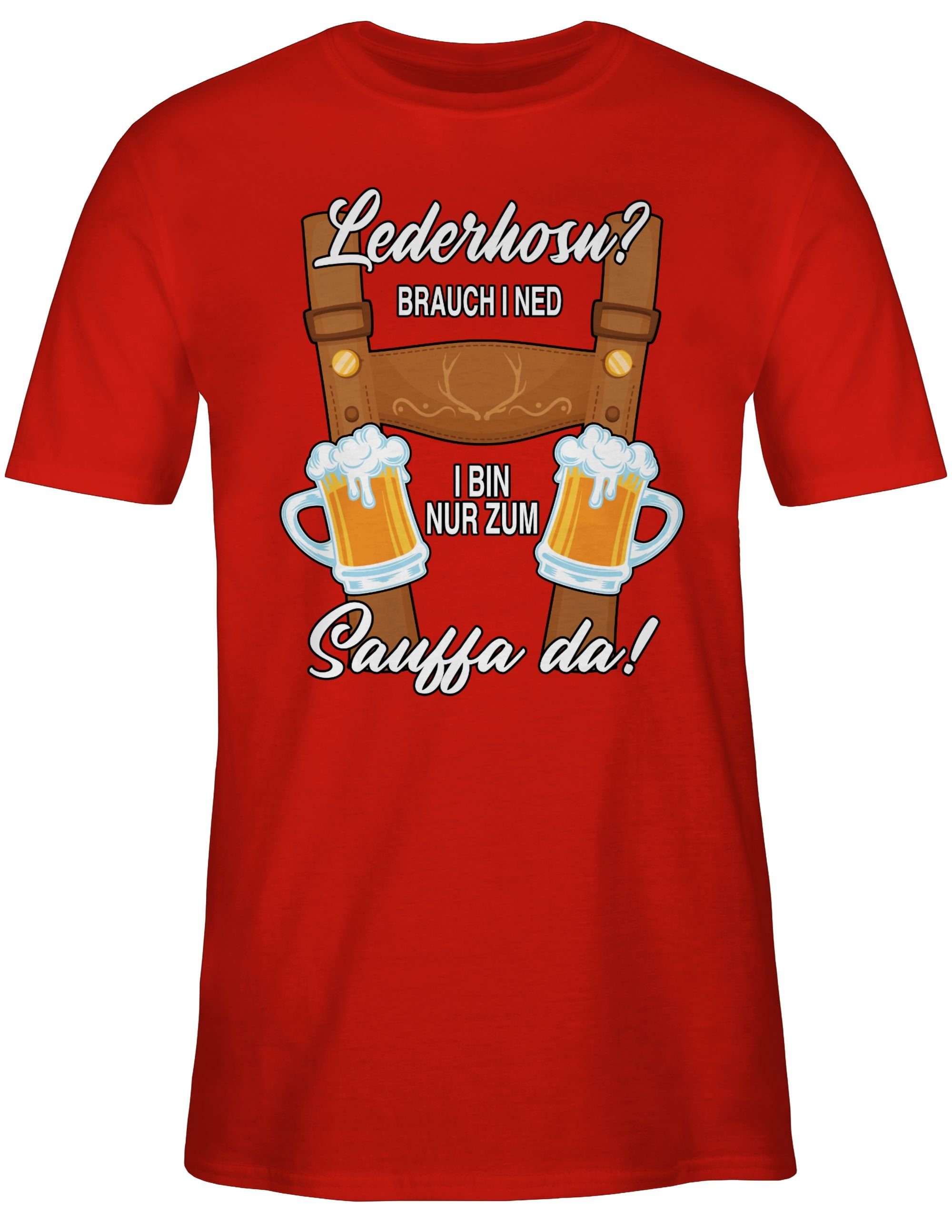 Lausbub Herren Mode Trachten 02 Oktoberfest Sauffa Rot für Shirtracer Outfit T-Shirt Lederhose