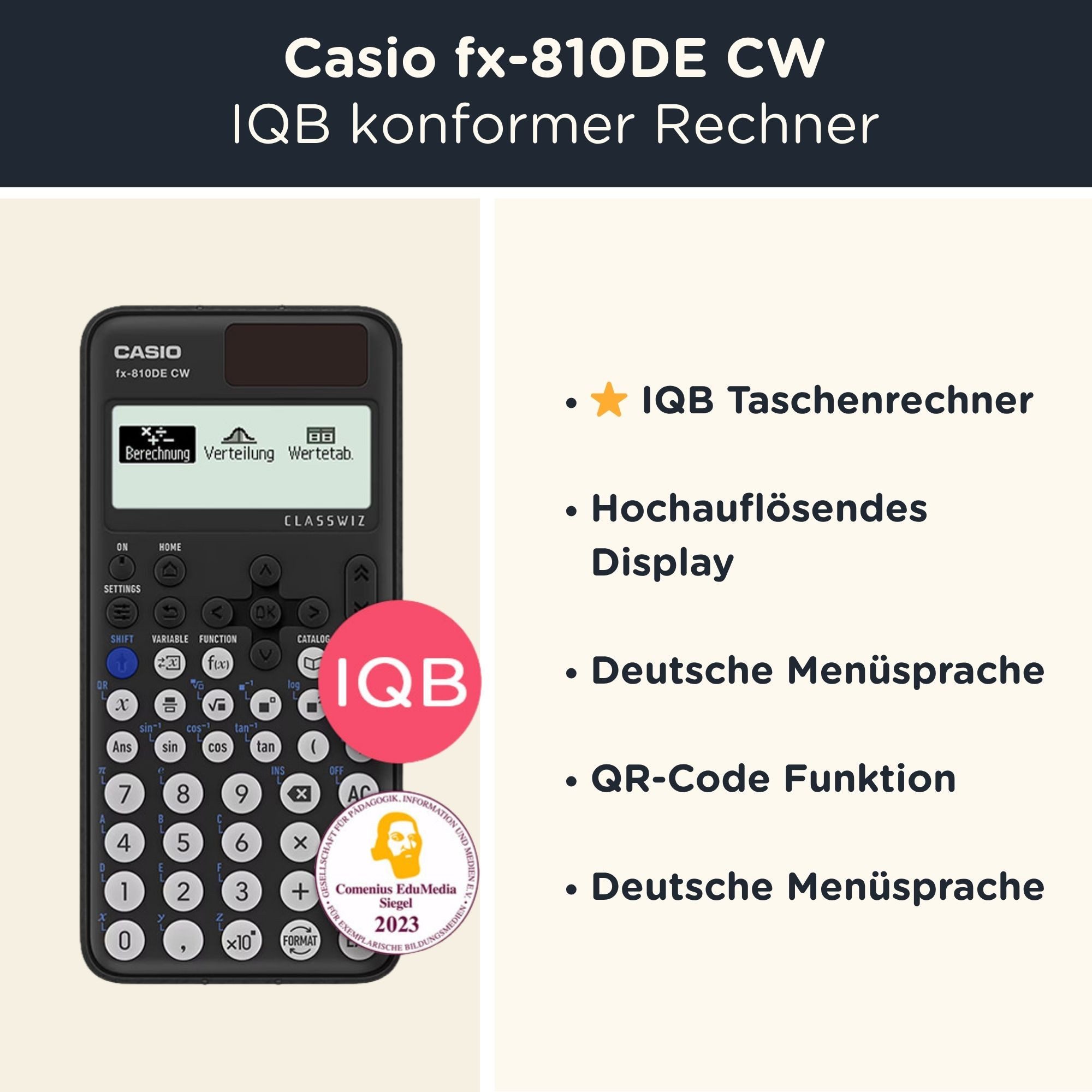 CASIO Taschenrechner fx-810DE CW ClassWiz inkl. WYNGS Schutztasche Blau