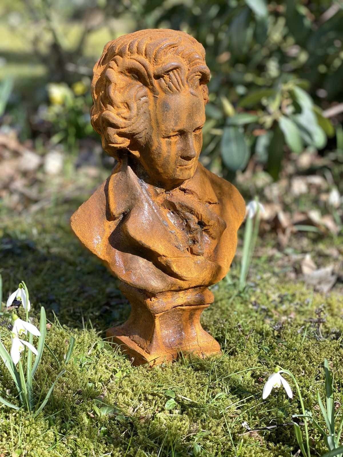 Rost Figur Gartenfigur Statue Eisen Beethoven Skulptur Aubaho Antik-Stil Gartenfigur