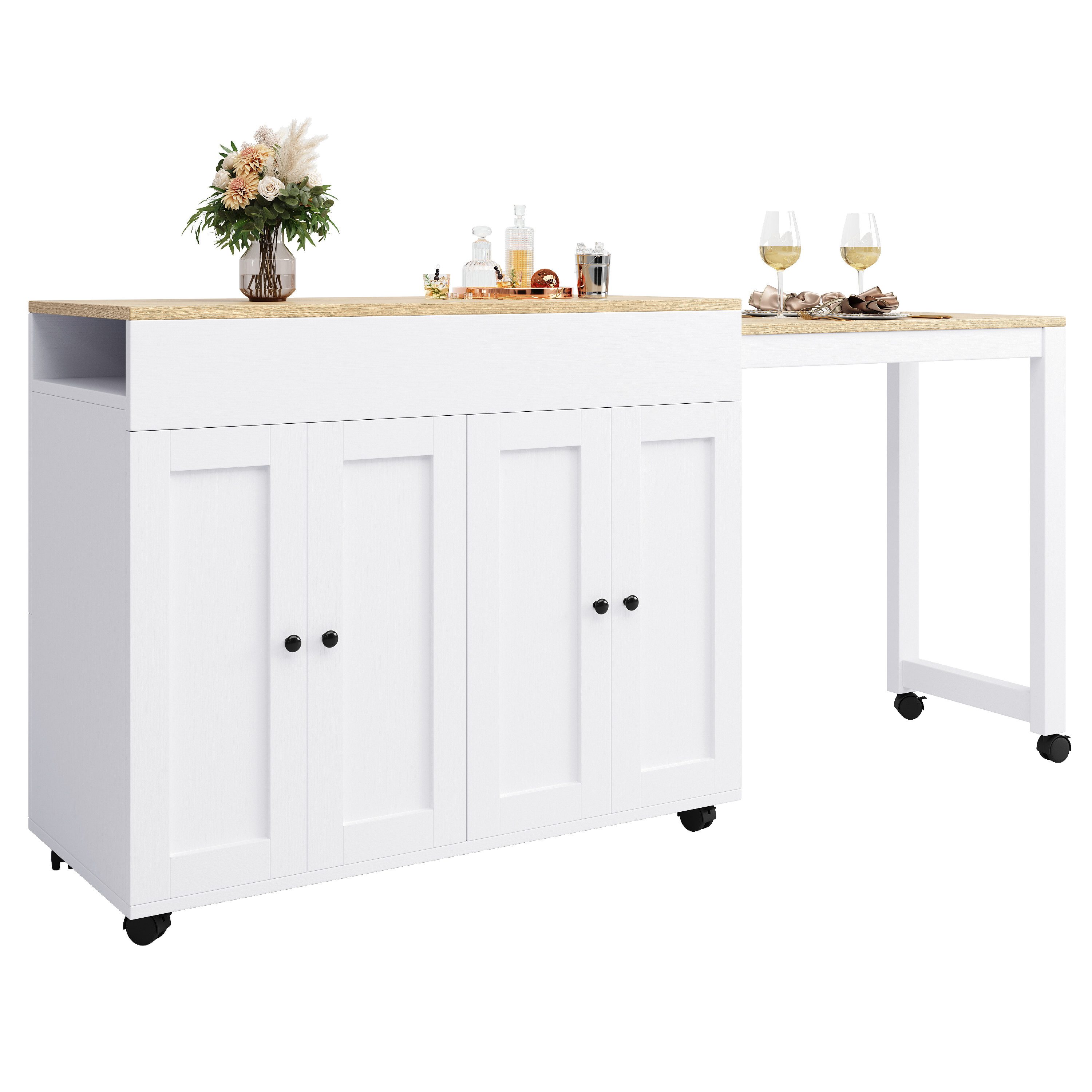 OKWISH Bartisch Moderne Bistrotisch,Ausziehbarer mit Stauraum günstig online kaufen