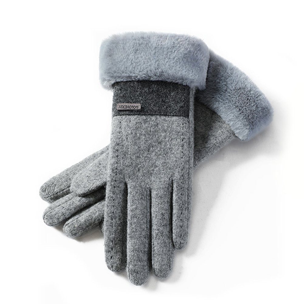 ManKle Fahrradhandschuhe Damen Wolle Touchscreen Handschuhe Winterhandschuhe für Outdoor Sport Grau