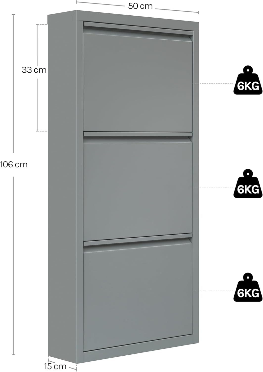 Woltu Schuhschrank (1-St) mit 3 Klappen, für 9 Paar Schuhe, Schuhregal aus Metall