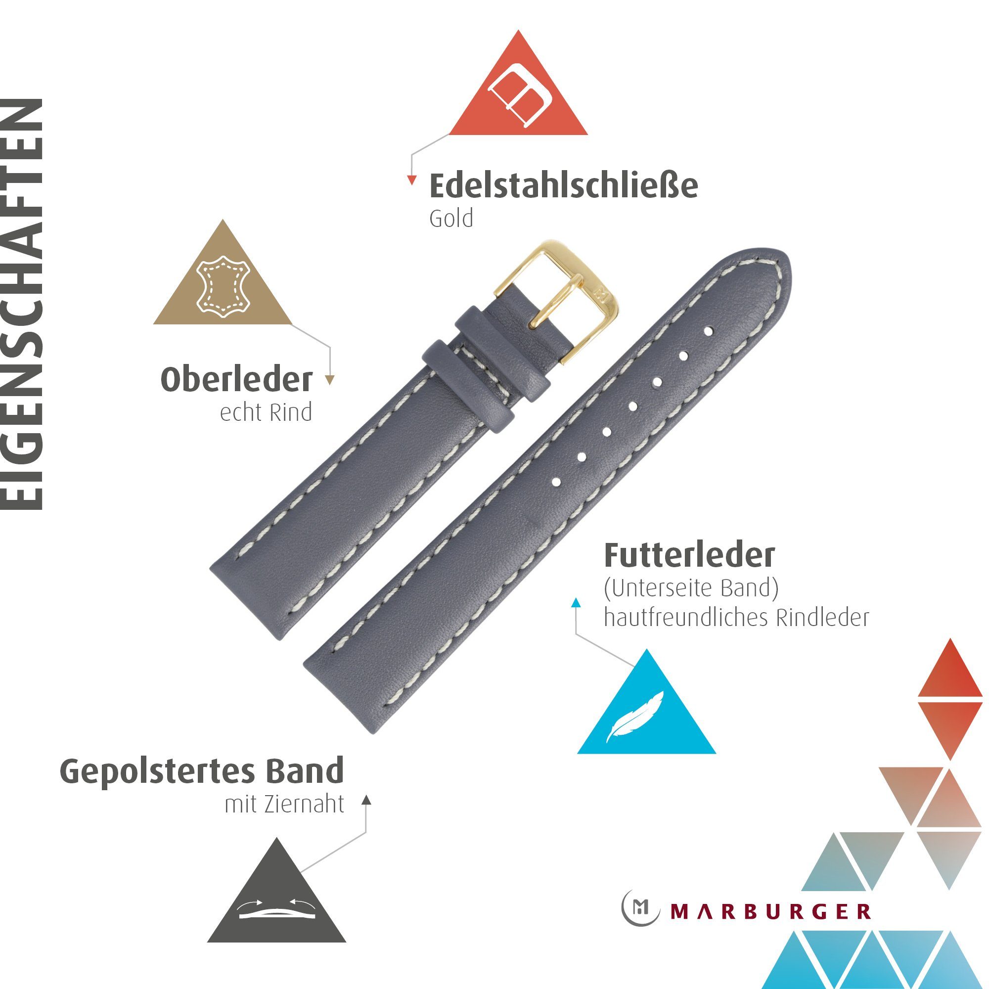 MARBURGER Uhrenarmband 20mm Leder