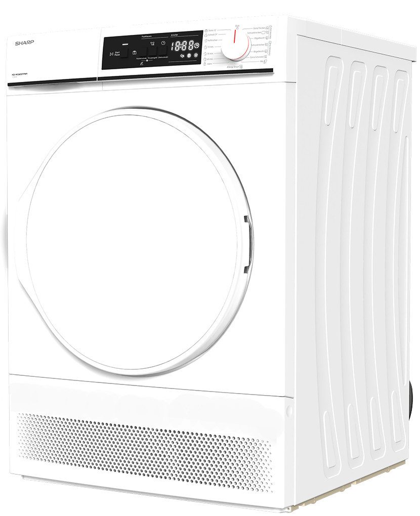 Sharp Kondenstrockner weiß KD-NCA0S7PW9-DE, 10 kg, Kindersicherung, LED-Display, 15 Programme