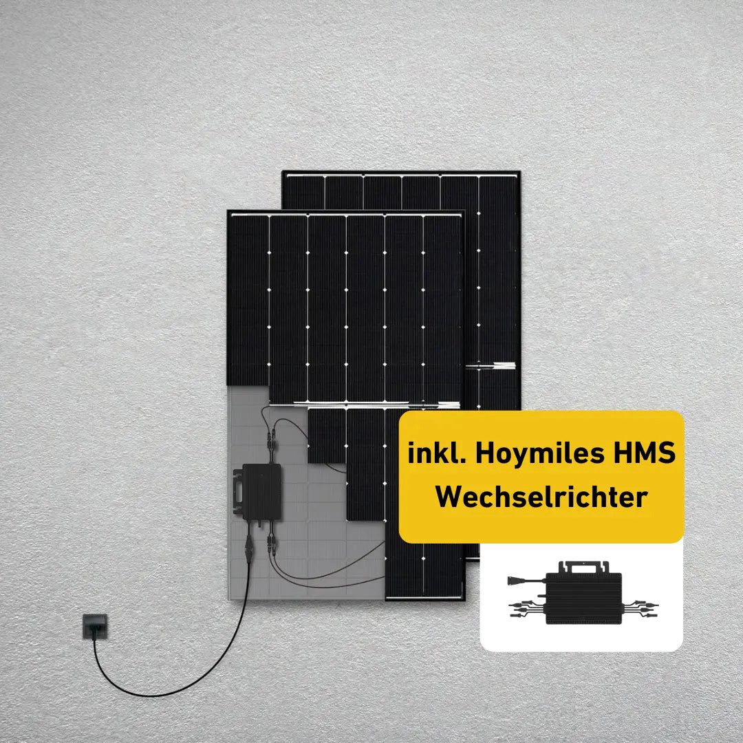 Balkonstrom Balkonkraftwerk 900 Watt, Erweiterungsset, Komplettset Bifazial, 900 W, Monokristallin, Made in Germany Kabel