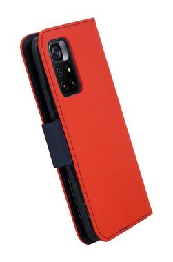 cofi1453 Handyhülle Hülle "Fancy" für XIAOMI POCO M4 PRO 5G Rot-Blau 6,6 Zoll, Kunstleder Schutzhülle Handy Wallet Case Cover mit Kartenfächern, Standfunktion