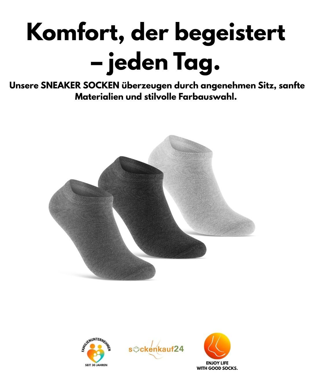 sockenkauf24 Sneakersocken Premium Sneaker Socken Herren & Damen mit Komfortbund ohne Gummidruck (Grau/Anthrazit, 10-Paar, 43-46) atmungsaktive gekämmte Baumwolle, ohne Naht, Exclusive Line