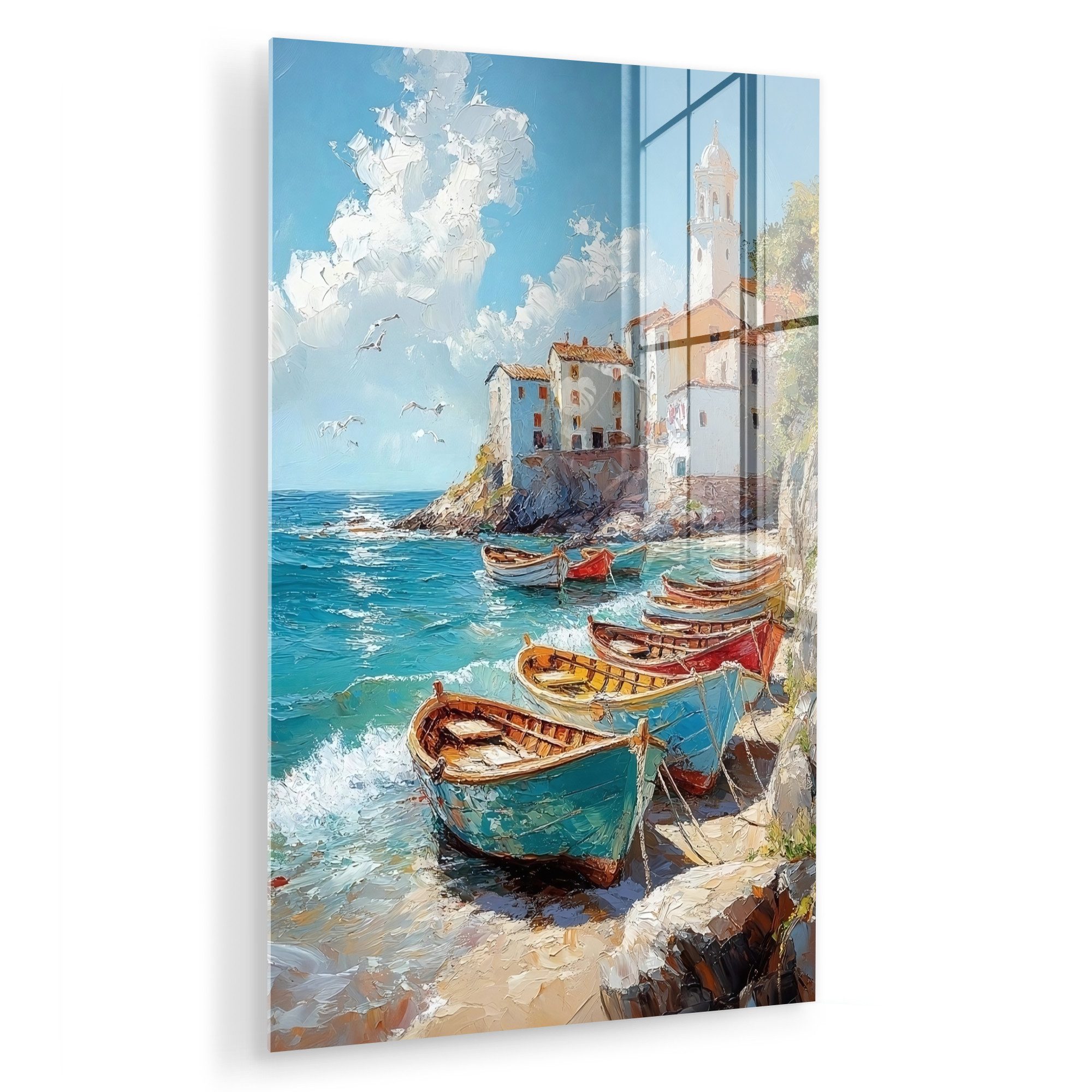 MuchoWow Acrylglasbild Boote - Felsen - günstig online kaufen