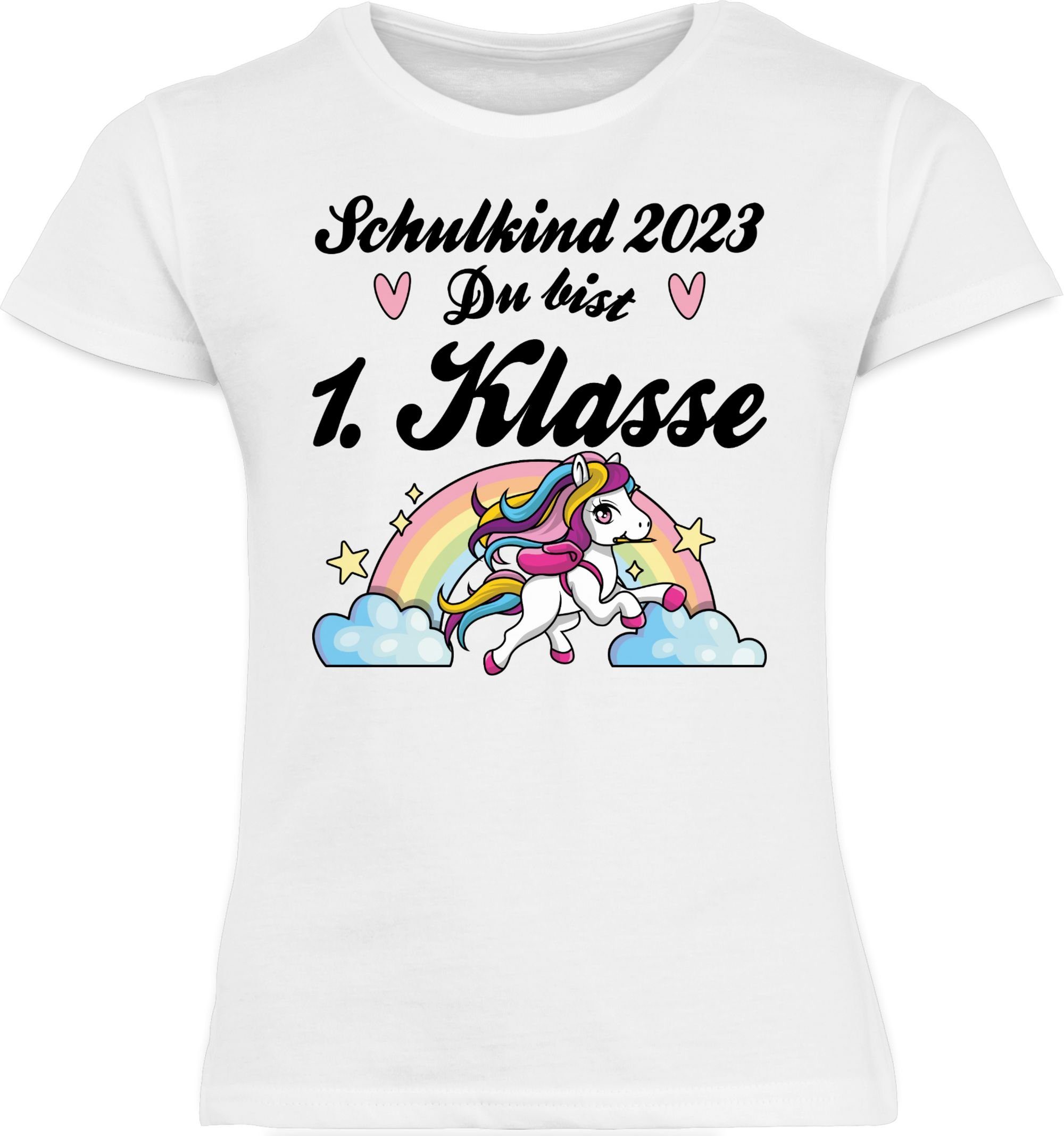 - Du Einschulung 3 Shirtracer Schulkind bist Weiß - Pferd Erstklassig Mädchen T-Shirt 2023