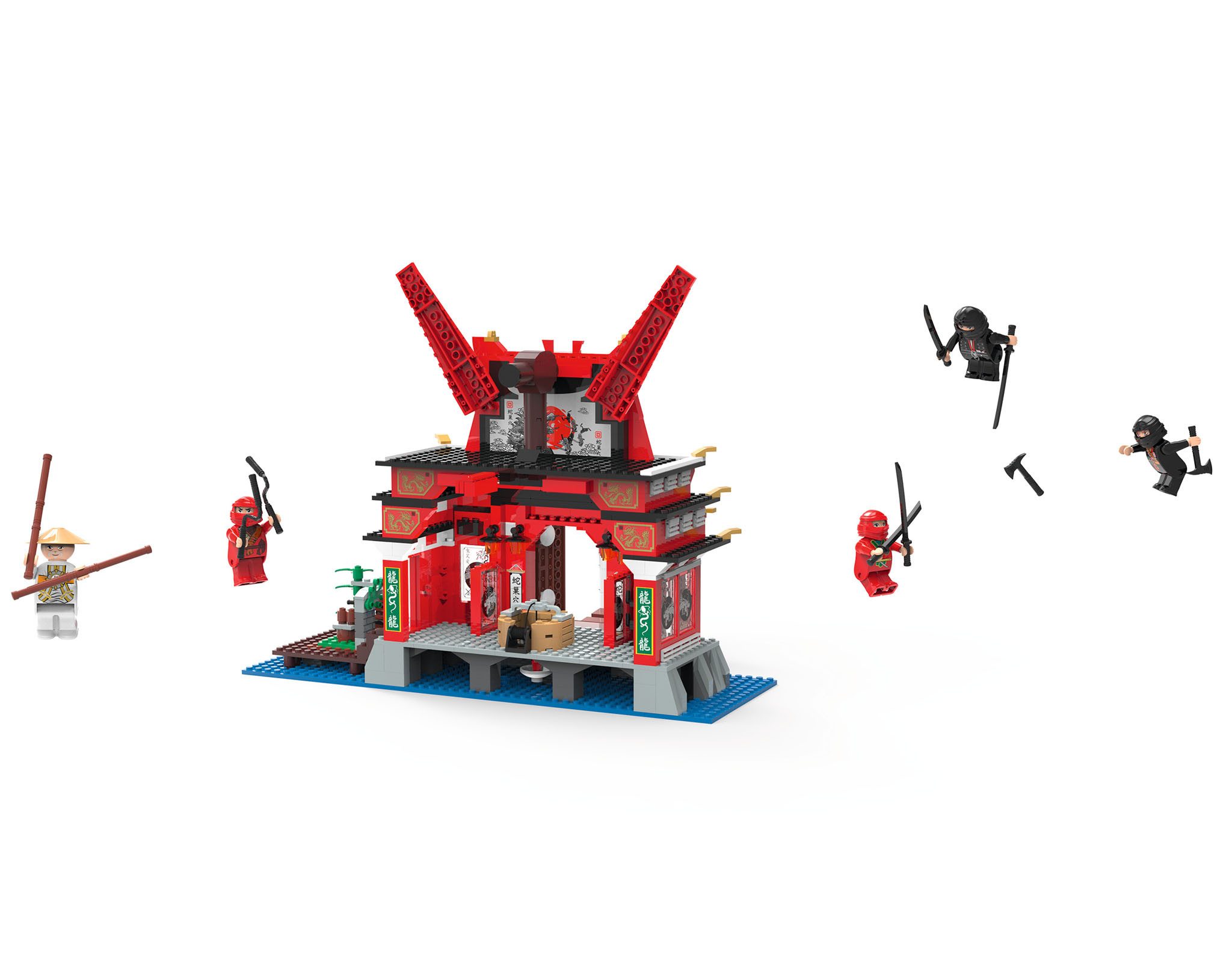 Playtive Playtive Clippys Set Bausteine Spielzeug L 5 Figuren Tempel Ninja Spielbausteine, (Set, Set)