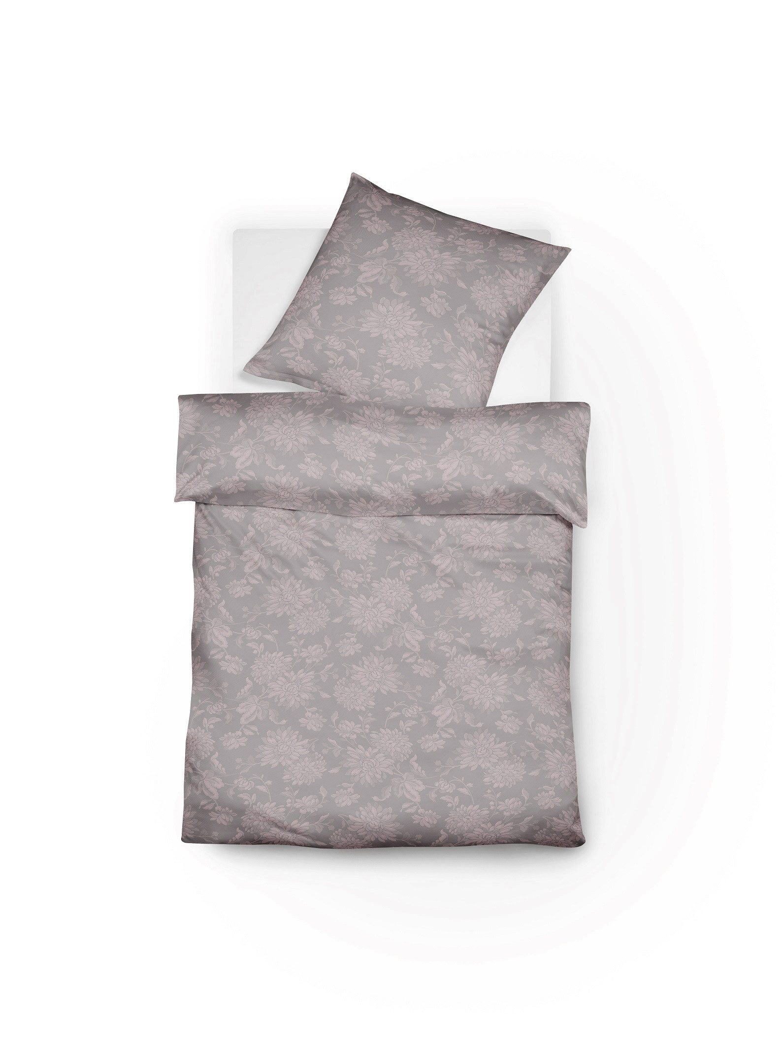 fleuresse Bettwäsche Fleuresse Lech Edelflanell Bettwäsche 135x200 Blumen silbergrau 604109, Edelflanell, 2 teilig