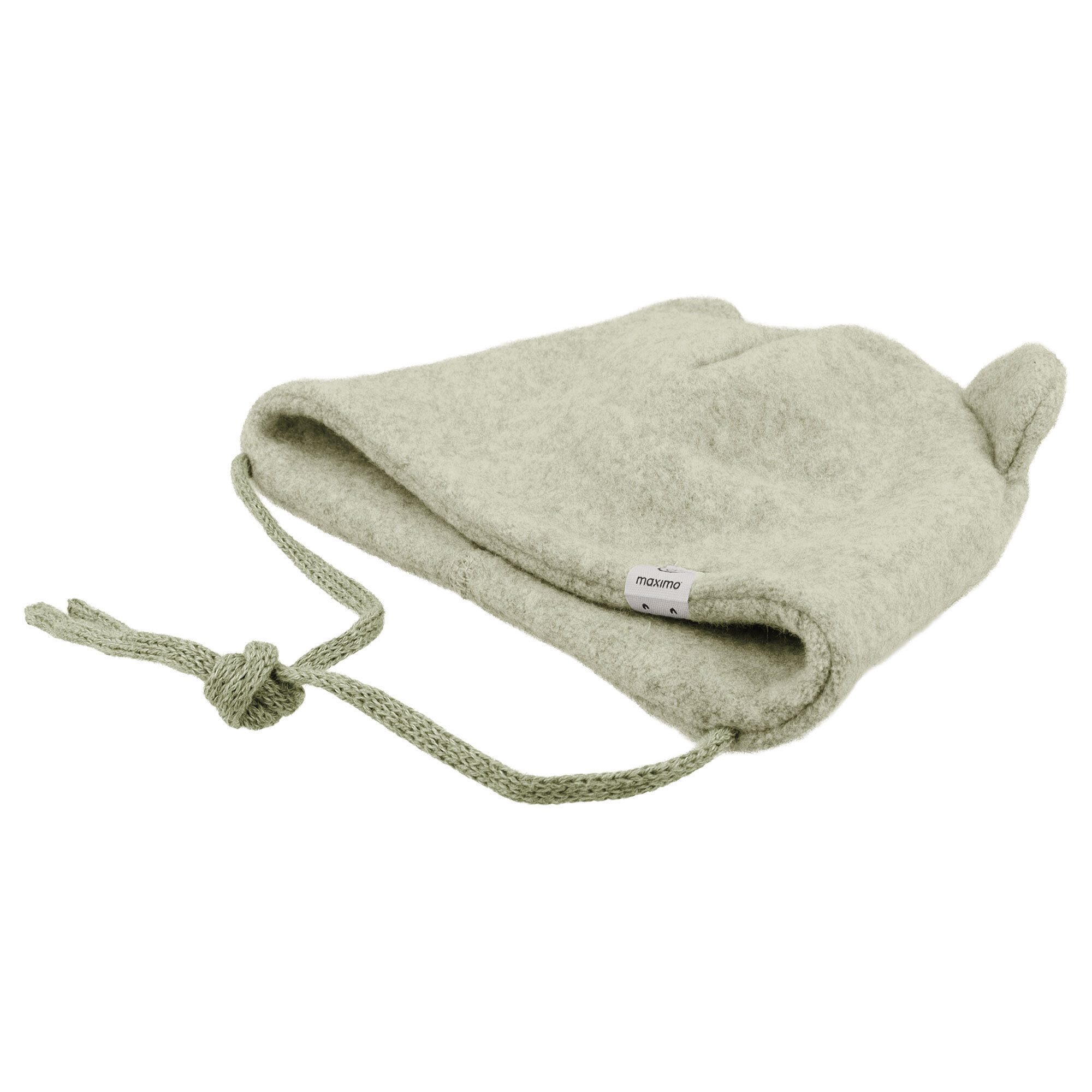 MAXIMO Fleecemütze GOTS BABY-Mütze,Baumwollfleece Öhrchen, Bindeband, doppelt (1-St) Baumwollfleece