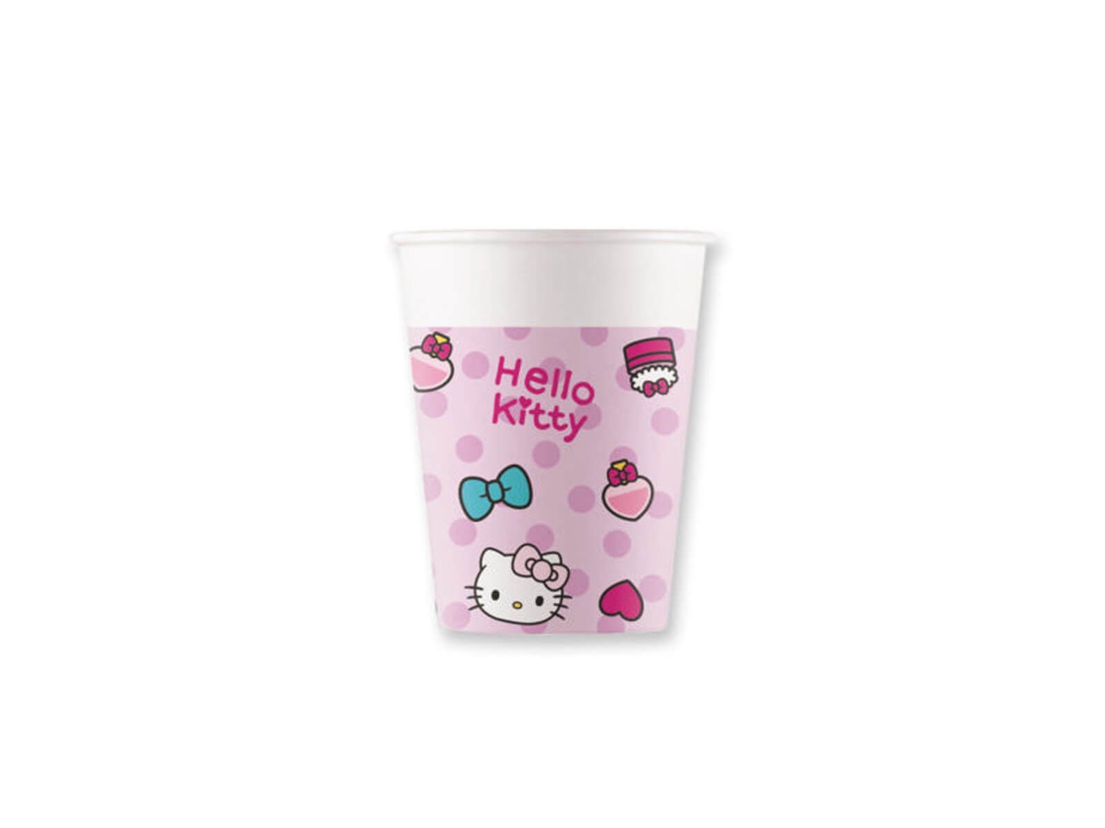 Festivalartikel Einwegbecher Hello Kitty 200 Set ml 8 Pappbecher Einwegbecher
