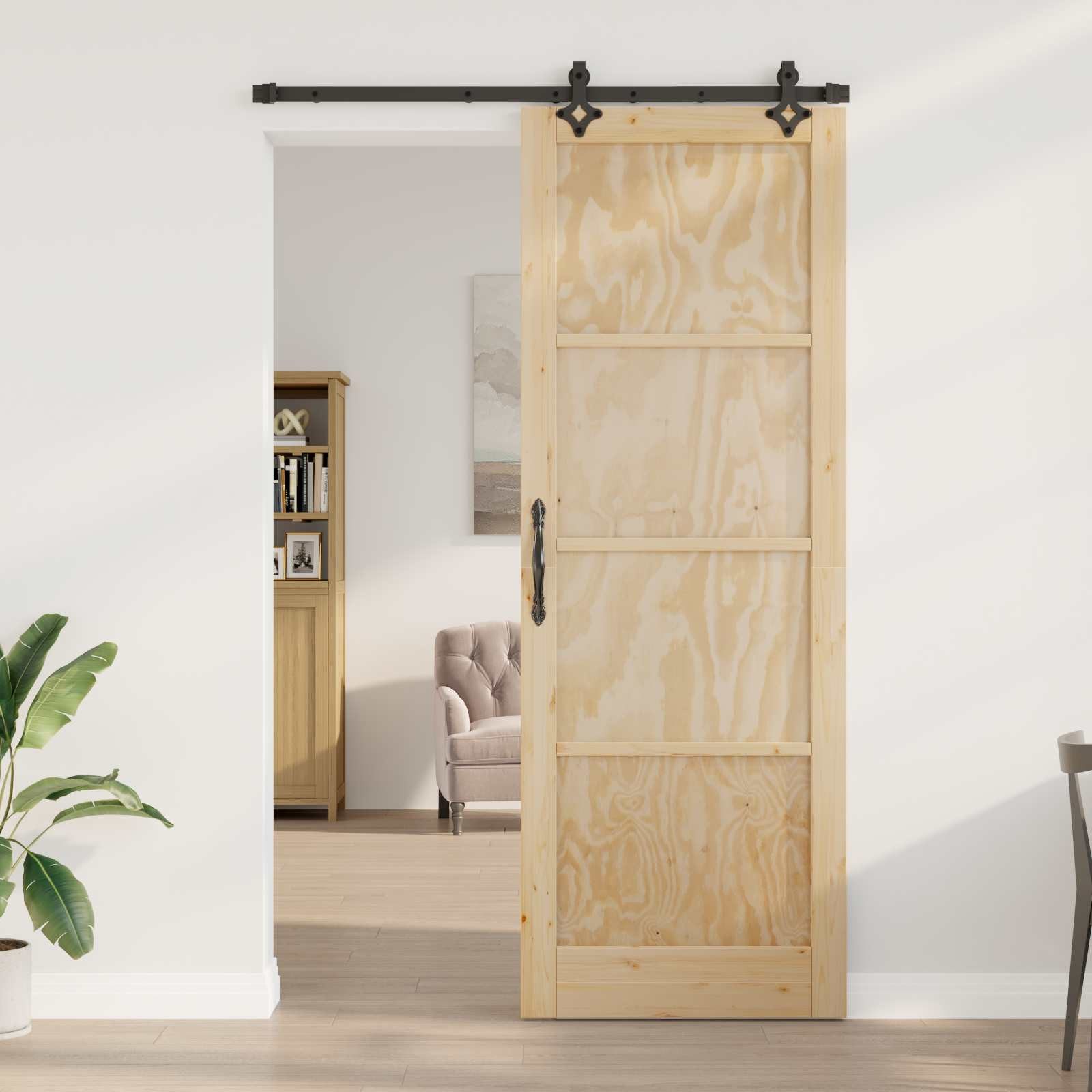 vidaXL Haustür Schiebetür ORKDAL 83 x 232 cm Massives Kiefernholz Natur (1-St)