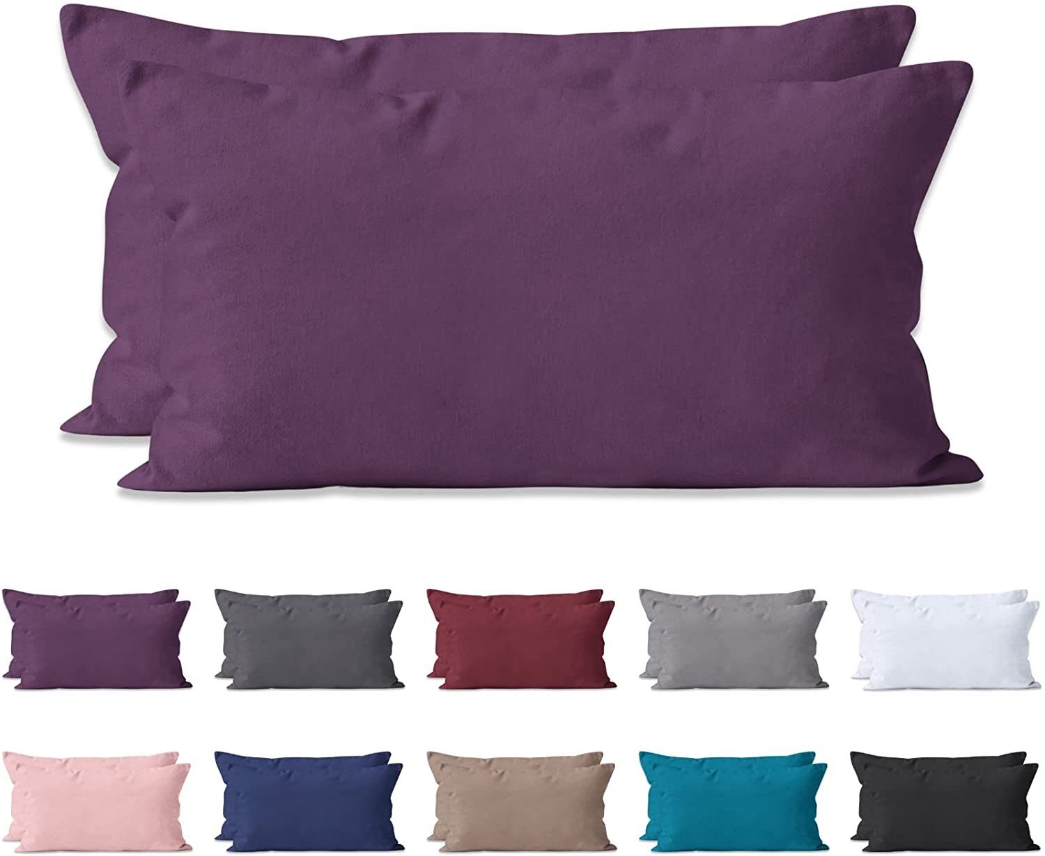 Hometex Premium Textiles Kissenbezug 2-er Set Kissenbezug Mikrofaser, Doppelpack Kissenhüllen ca. 95 g/m², Dekorative Dekokissen Sofakissen Lendenkissen Wurfkissenbezug mit Reißverschluss