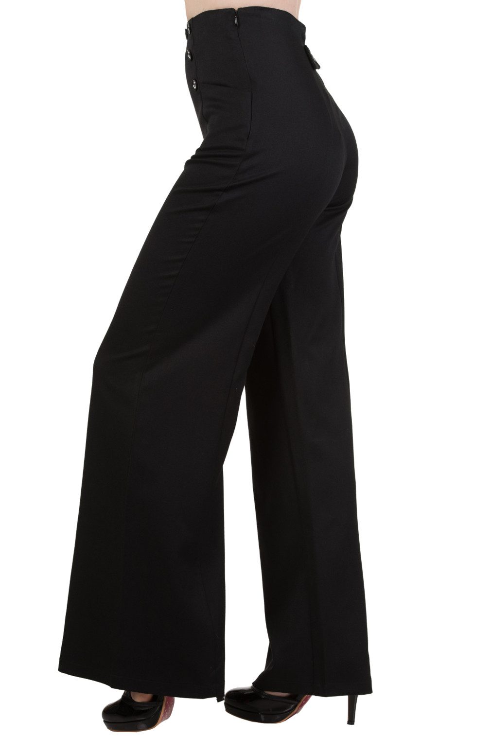 Banned Schlaghose Retro Stay Awhile Schwarz Vintage Trousers 40er Jahre Sti günstig online kaufen