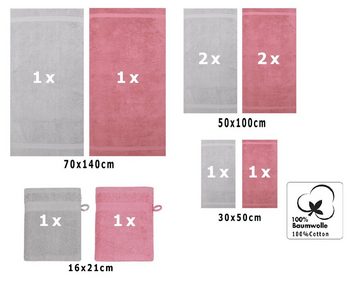 Betz Handtuch Set 10-TLG. Handtuch-Set Premium, 100% Baumwolle, (Set, 10-tlg), Farbe Silbergrau & Altrosa