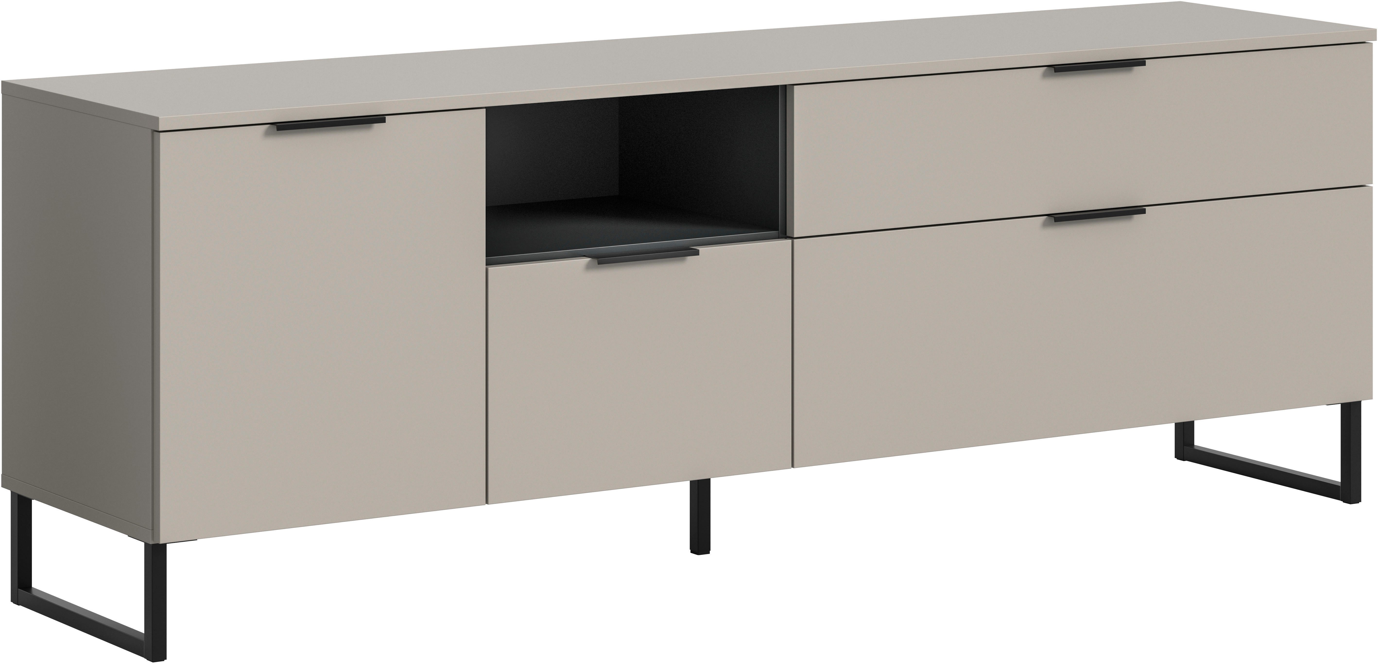 INOSIGN Lowboard ADIO, Breite 185 cm, 2 Klappen, 1 Schubkasten, 1 Tür, mit Metall-Kufen (1 St), Sideboard, Kommode, TV-Schrank, Schrank, Wohnzimmerschrank, Anrichte