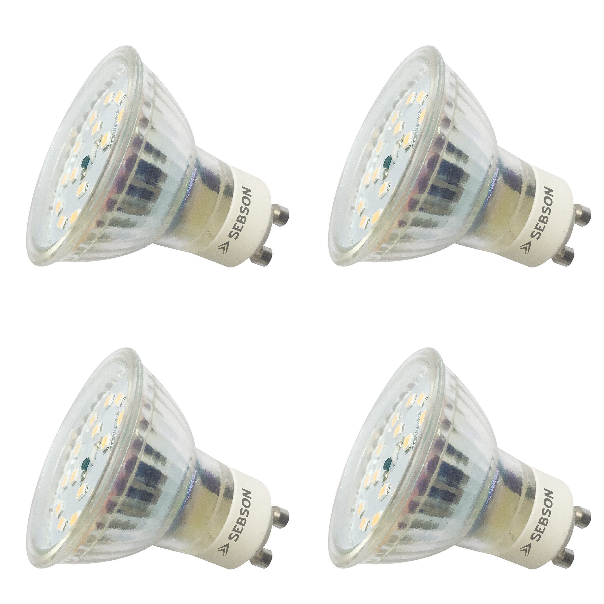 SEBSON LED-Leuchtmittel GU10 LED Lampe 5W dimmbar 350lm 3000K 230V Leuchtmittel - 4er Pack, GU10, 4 St., Warmweiß, Einbaustrahler 230V; Dimmbar