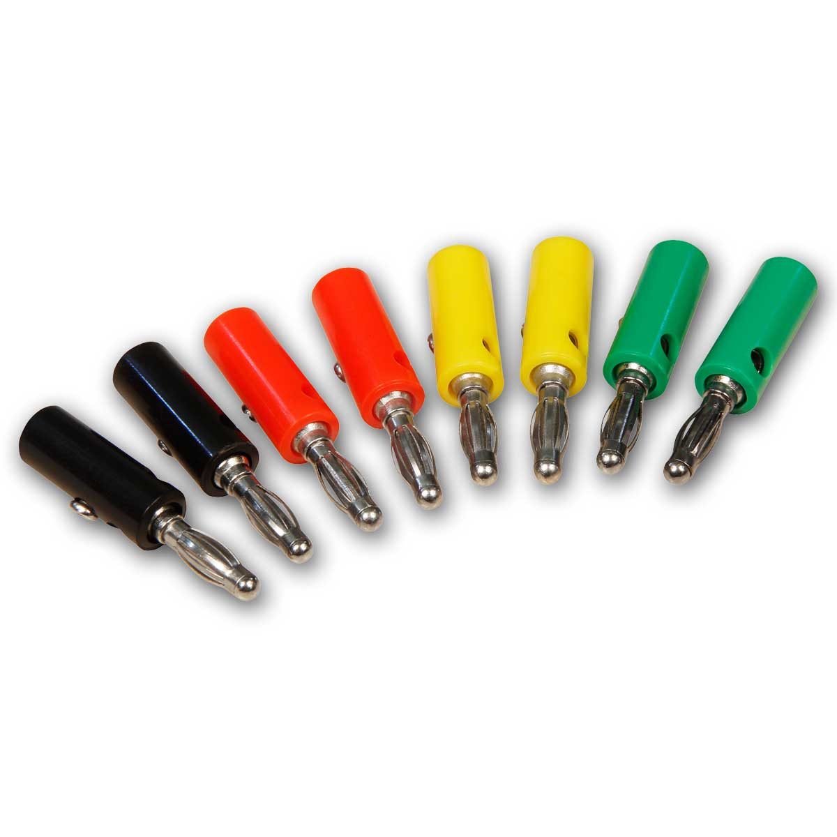 McPower Rundstecker Bananenstecker-Set, 4mm, 4 Farben, 8-teilig