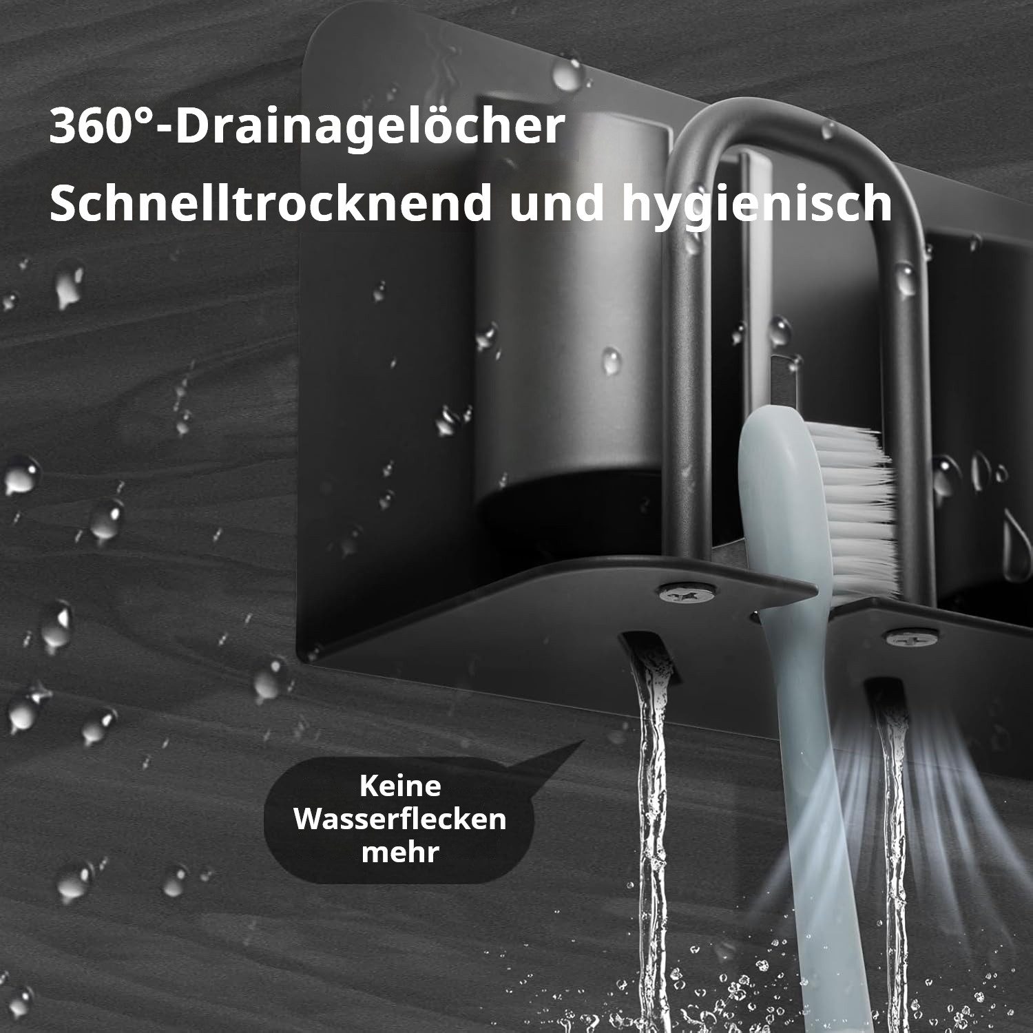 BlingBin Zahnbürstenhalter Elektrischer Zahnbürstenhalter aus Aluminium, Badezimmer-Wandmontage, (1er set, 1-St., 35 * 6,5 * 9,5 cm), Zahnbürstenhalter, Aufbewa – Bild 4 von 5