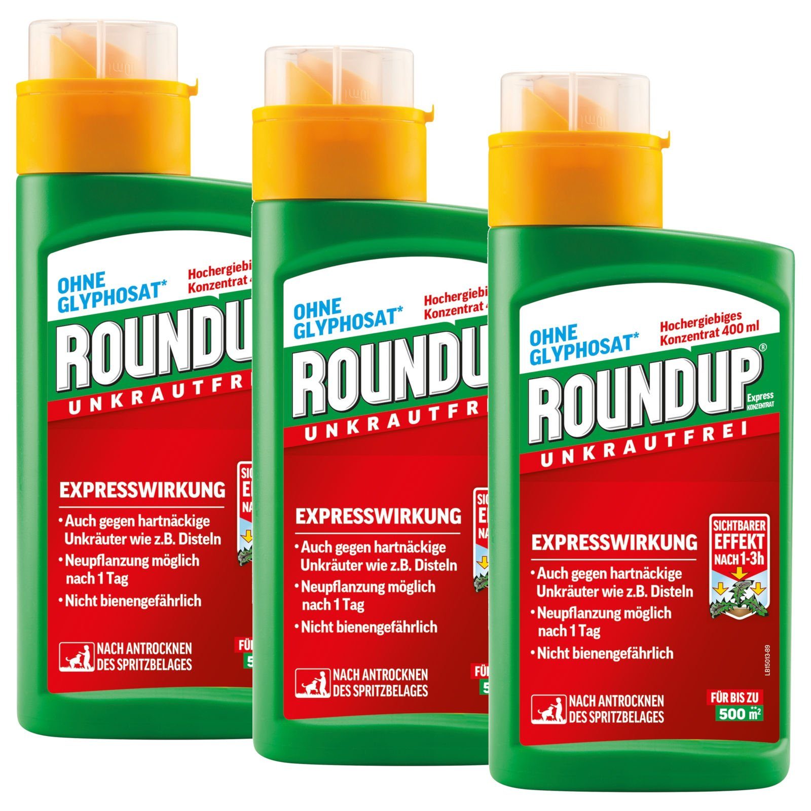 ROUNDUP Unkrautbekämpfungsmittel Roundup Express Konzentrat 3x 400 ml