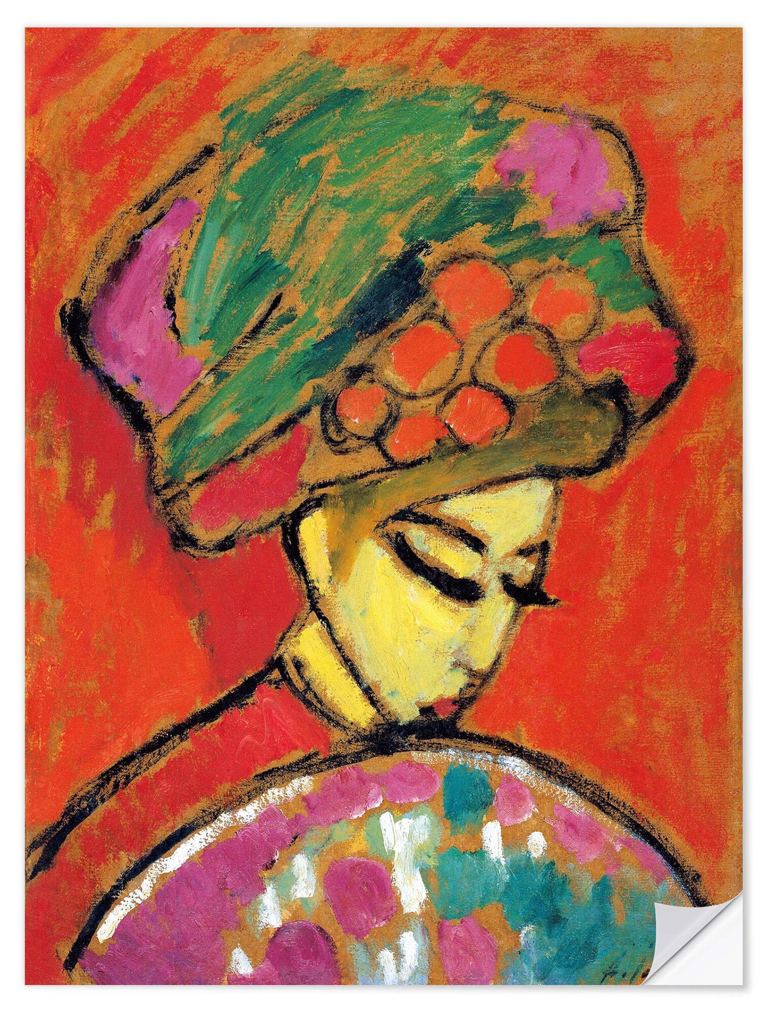 Posterlounge Плакат Alexej von Jawlensky, Mädchen mit Blumenhut, Malerei