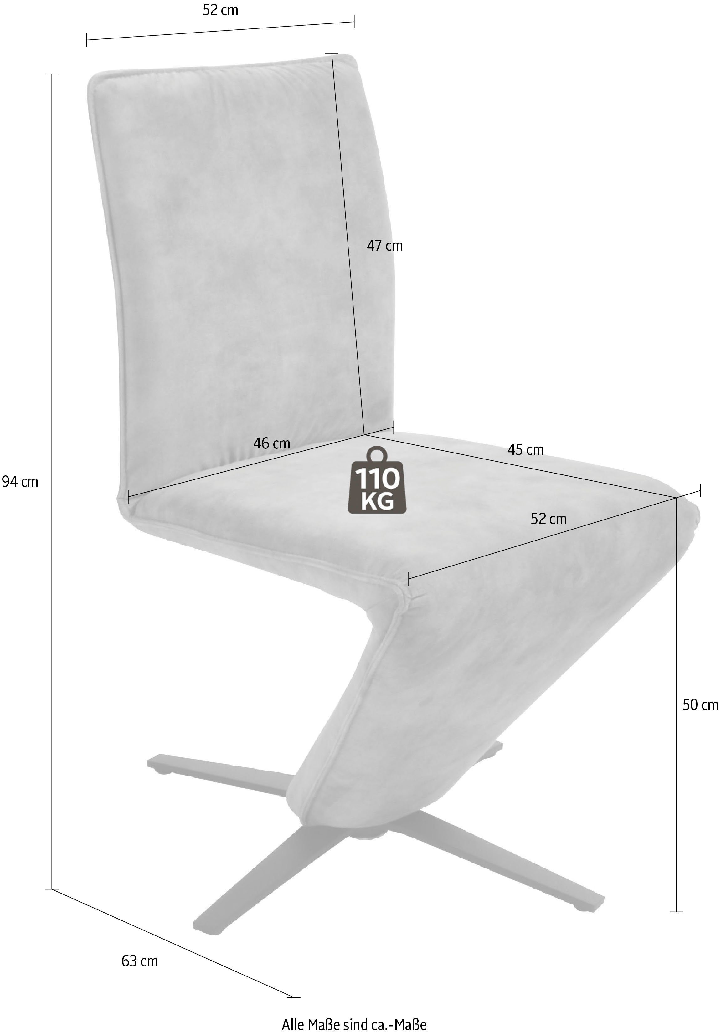Sitzschale, Deseo Drehstuhl Wohnen Stuhl schwarz mit K+W Metall Struktur II, federnder in Sternfuß & Komfort