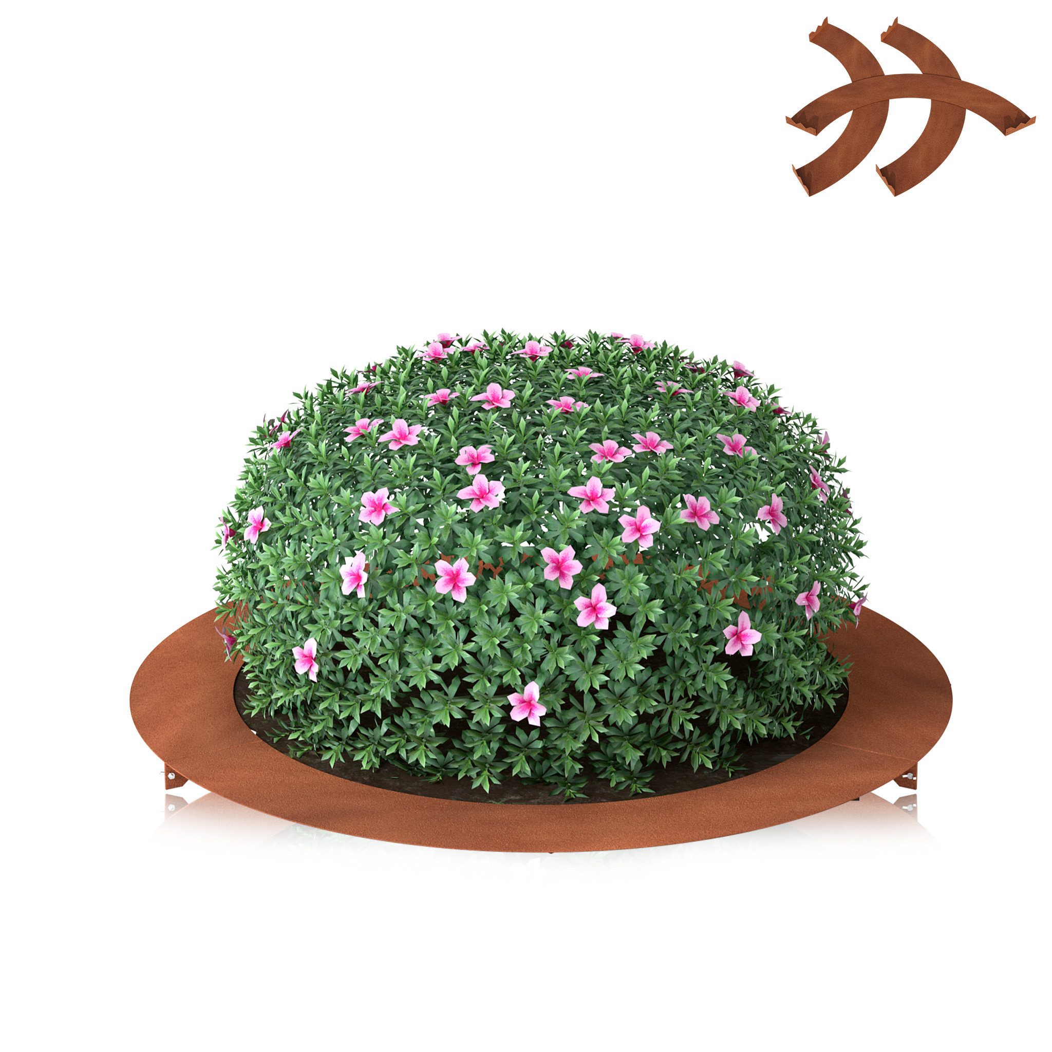 FIVMEN Beetumrandung Mähkante Rasenkante Baumring aus Stahl Gartenpflege, für Bäume & Sträucher, Mähroboter-kompatibel Gartendeko