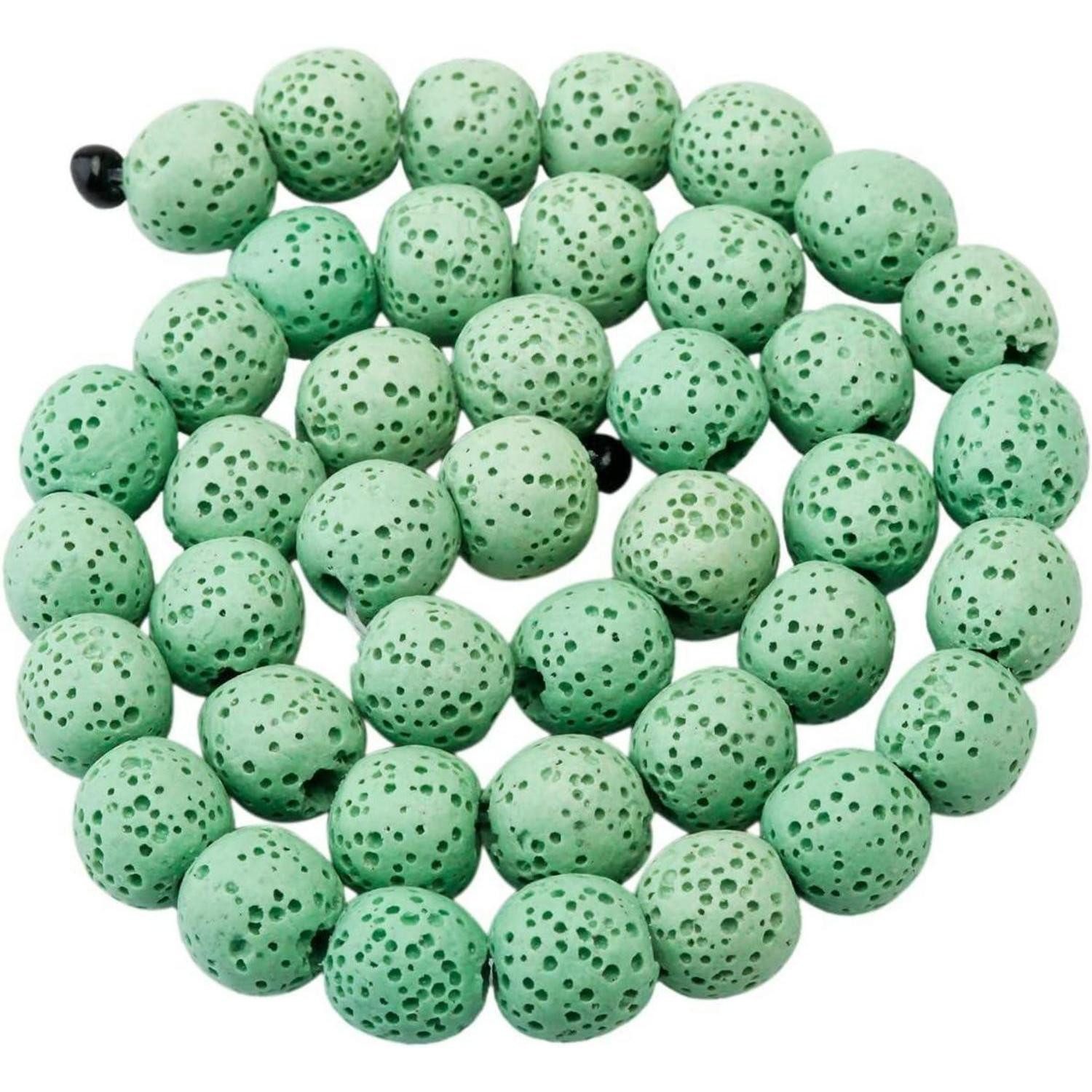 LuxusKollektion Lavasteine Perlen Lavastein Runde Strang Armband Diffusor Grün 8 mm Grün