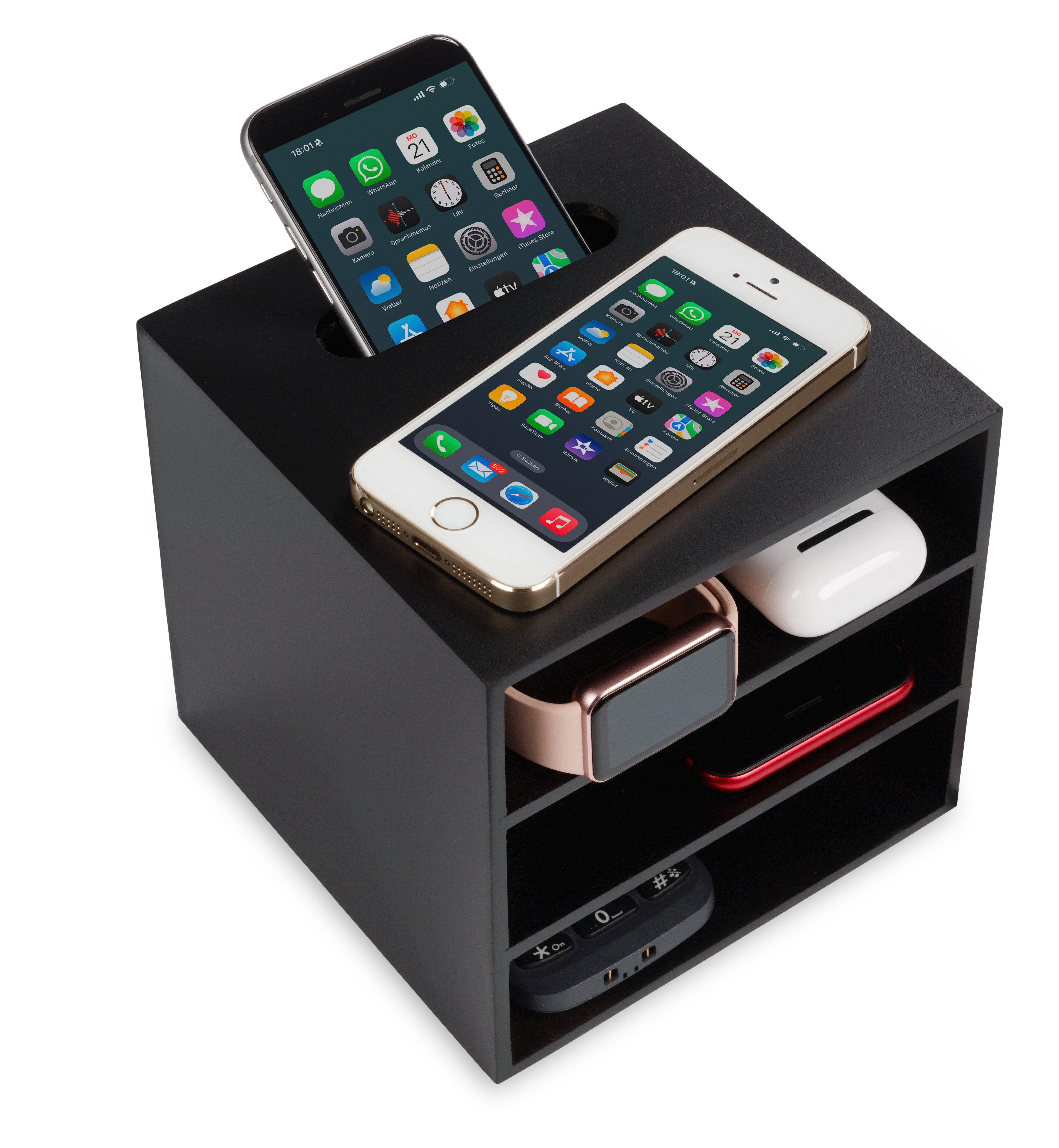 Cubix Хранилищаsbox Handy-Aufbewahrung, Handy-Ladestation, Handy-Aufbewahrungsbox schwarz