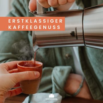 GRØNENBERG Espressokocher Spar Set 2.2: Bio Espressopulver 250g + Espressokocher (4, 6 Cup), Induktion geeignet & Inkl. Ersatz Dichtung